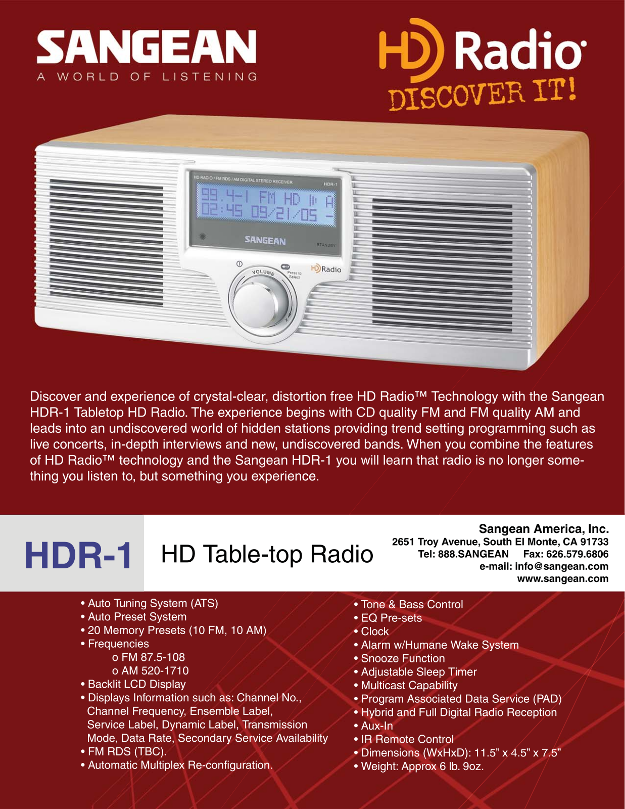 Sangean Electronics HDR-1 User Manual