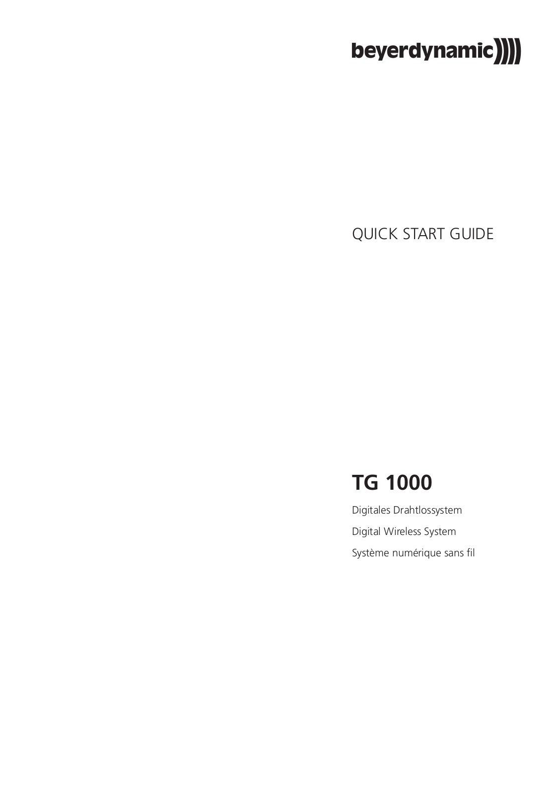 Beyerdynamic TG1000B, TG1000H Users Guide