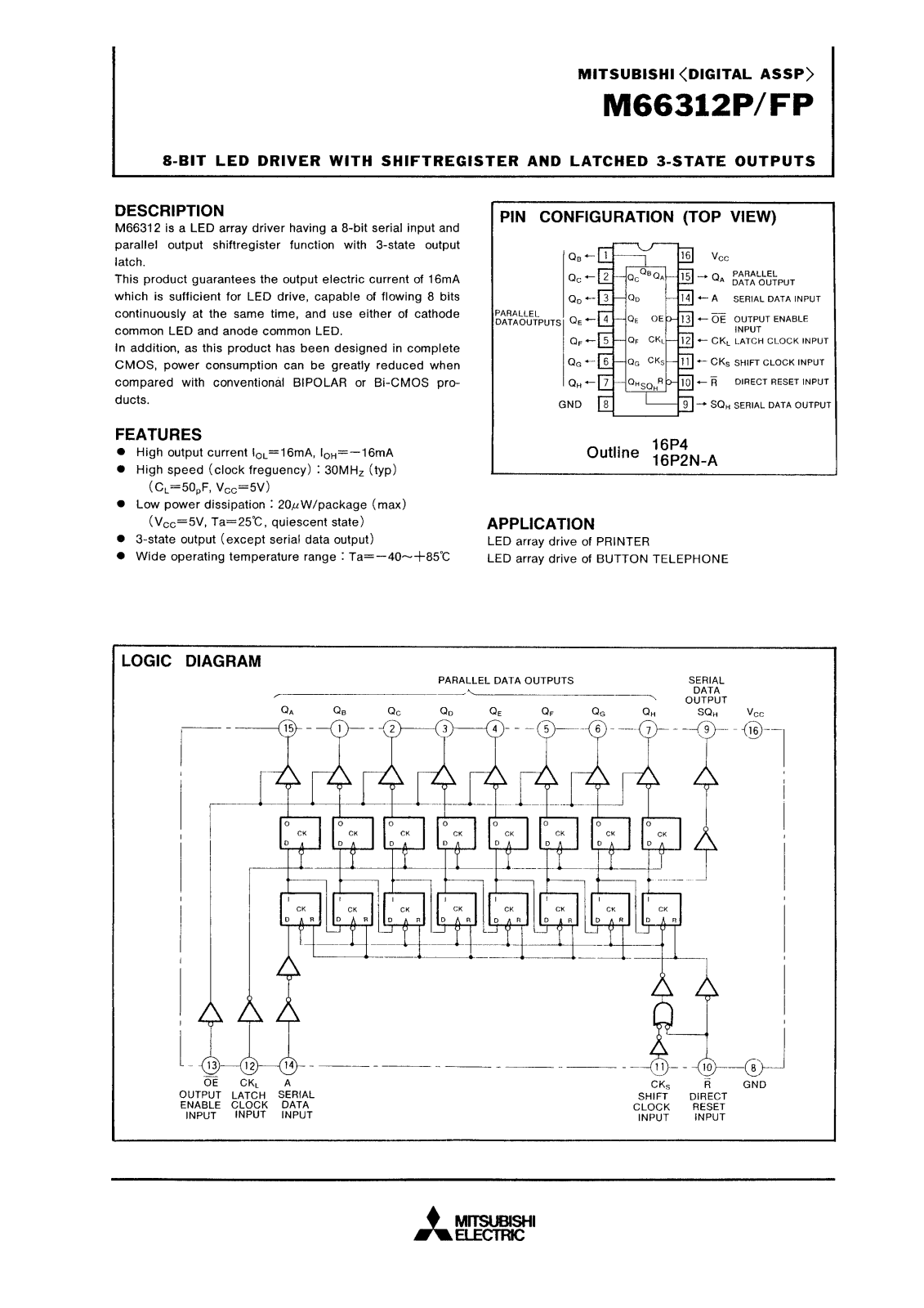 Mitsubishi M66312FP Datasheet