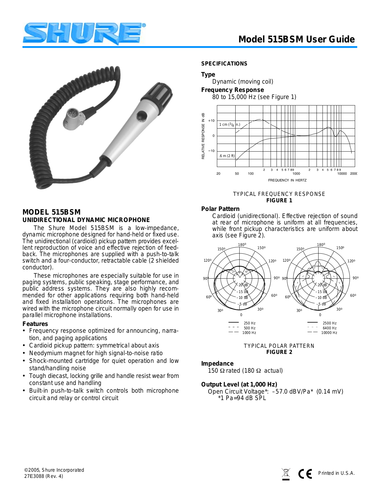 Shure 515BSM User Guide