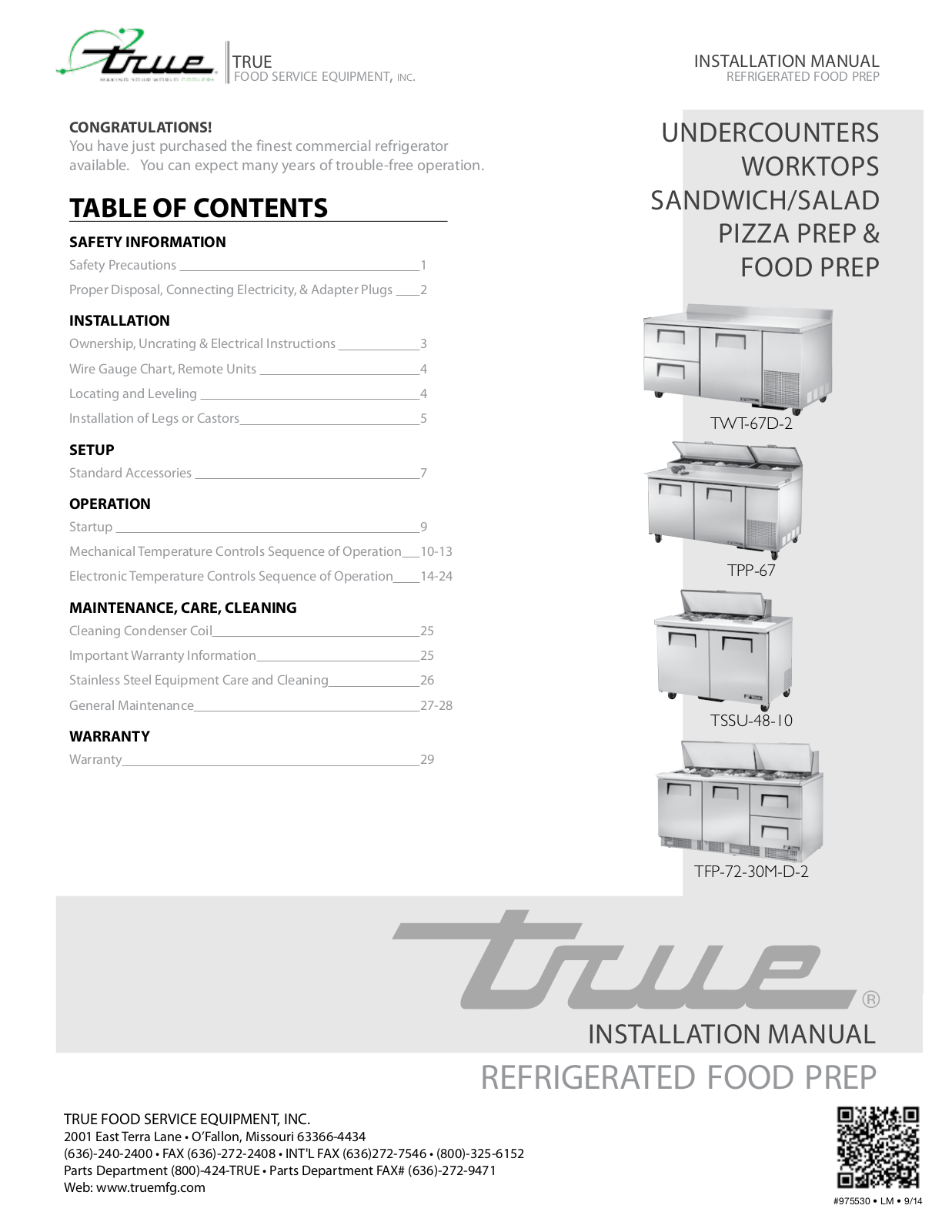 True TUC-48 Owner’s Manual