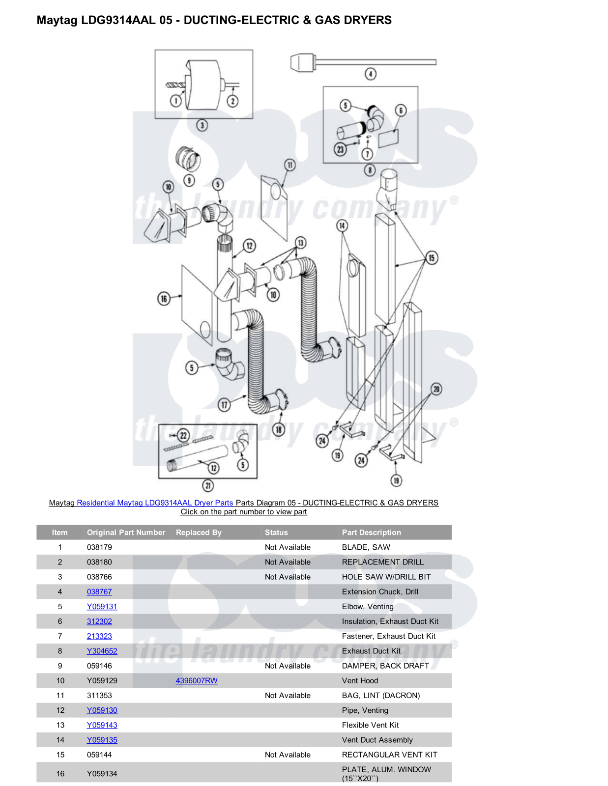 Maytag LDG9314AAL Parts Diagram