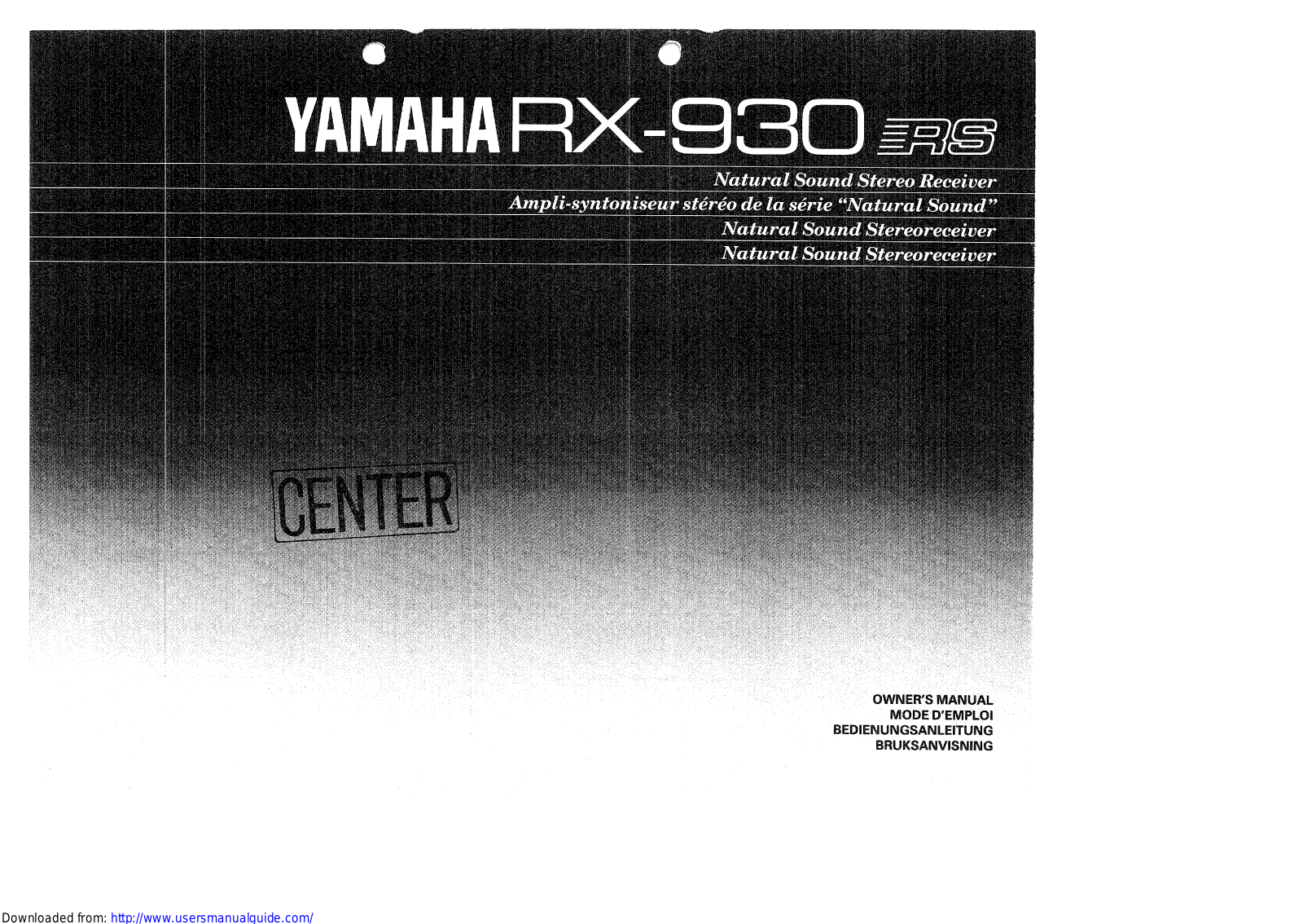 Yamaha Audio RX-930 User Manual
