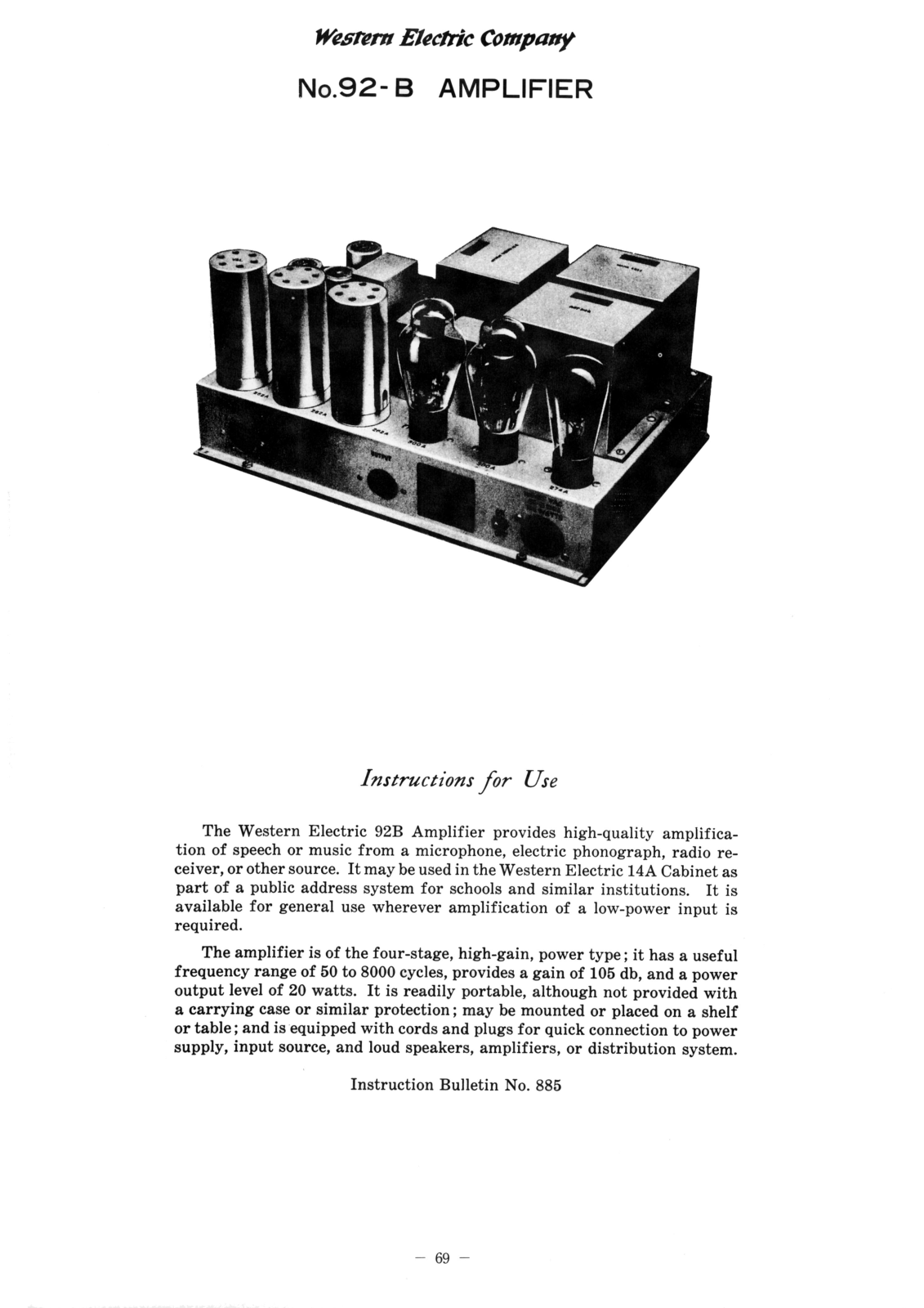 Western Electric 92-B Schematic