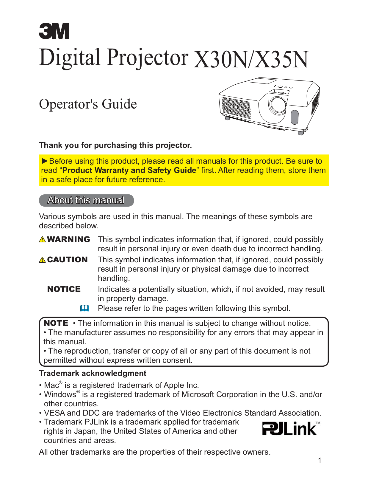 3M X30N, X35N Operator Guide