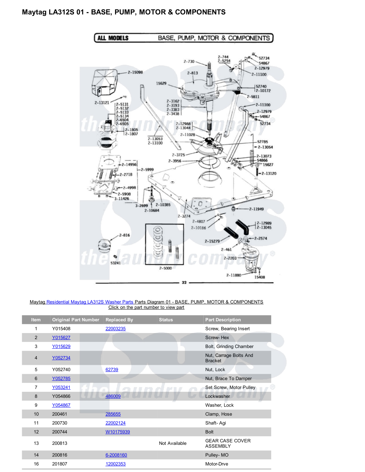 Maytag LA312S Parts Diagram