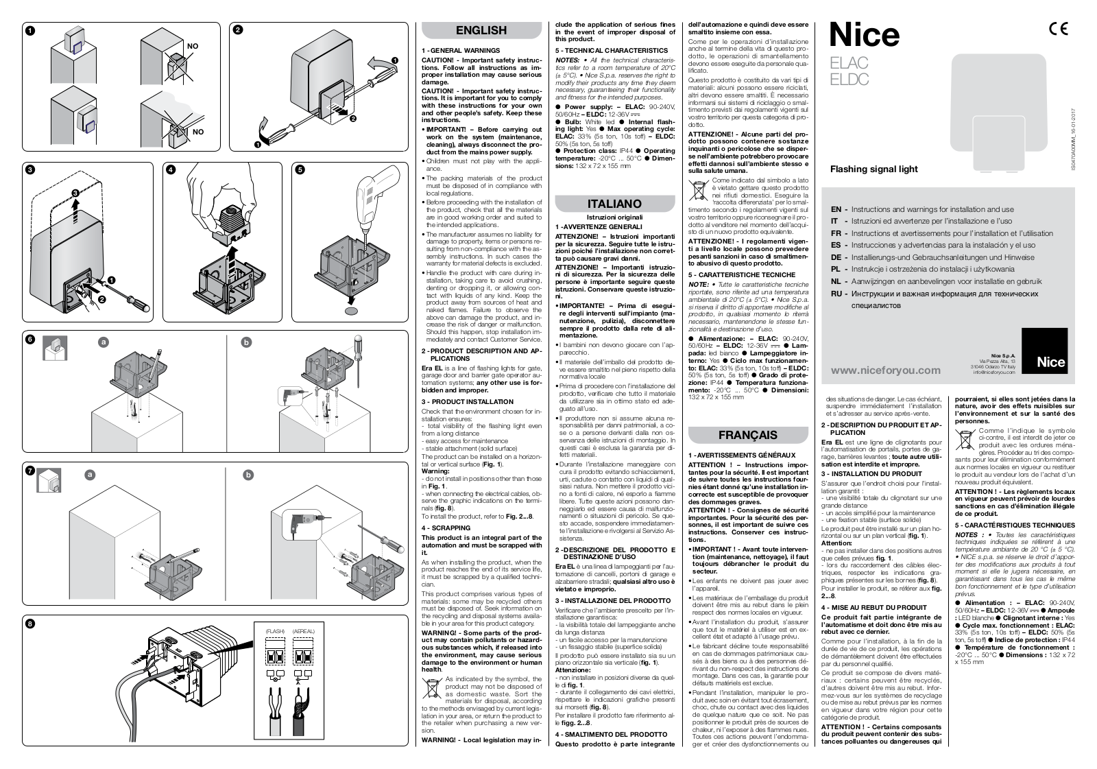 Nice Automation ELAC, ELDC User Manual