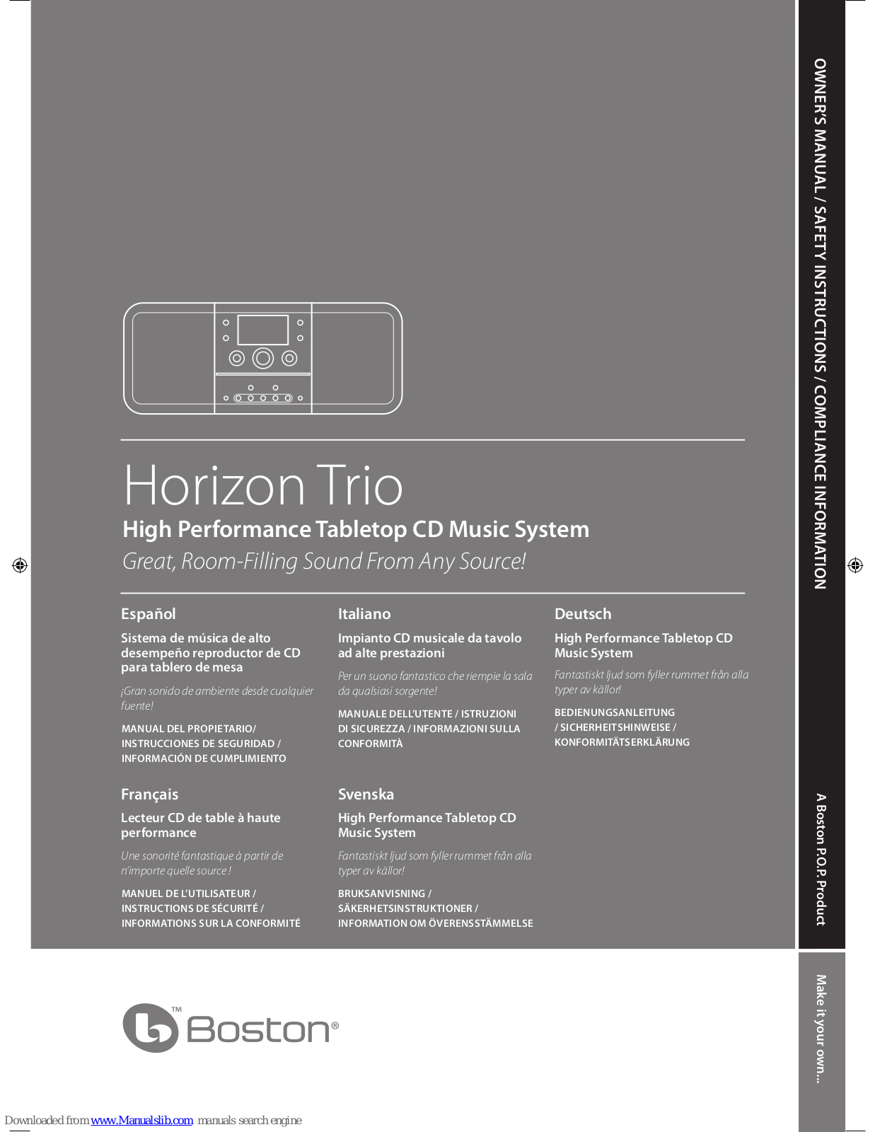 Boston Horizon Trio Owner's Manual