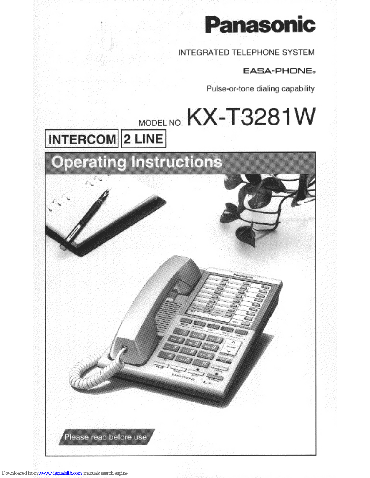 Panasonic Easa-Phone KX-T3281W, KX-T3280 - Speakerphone With Intercom Operating Instructions Manual