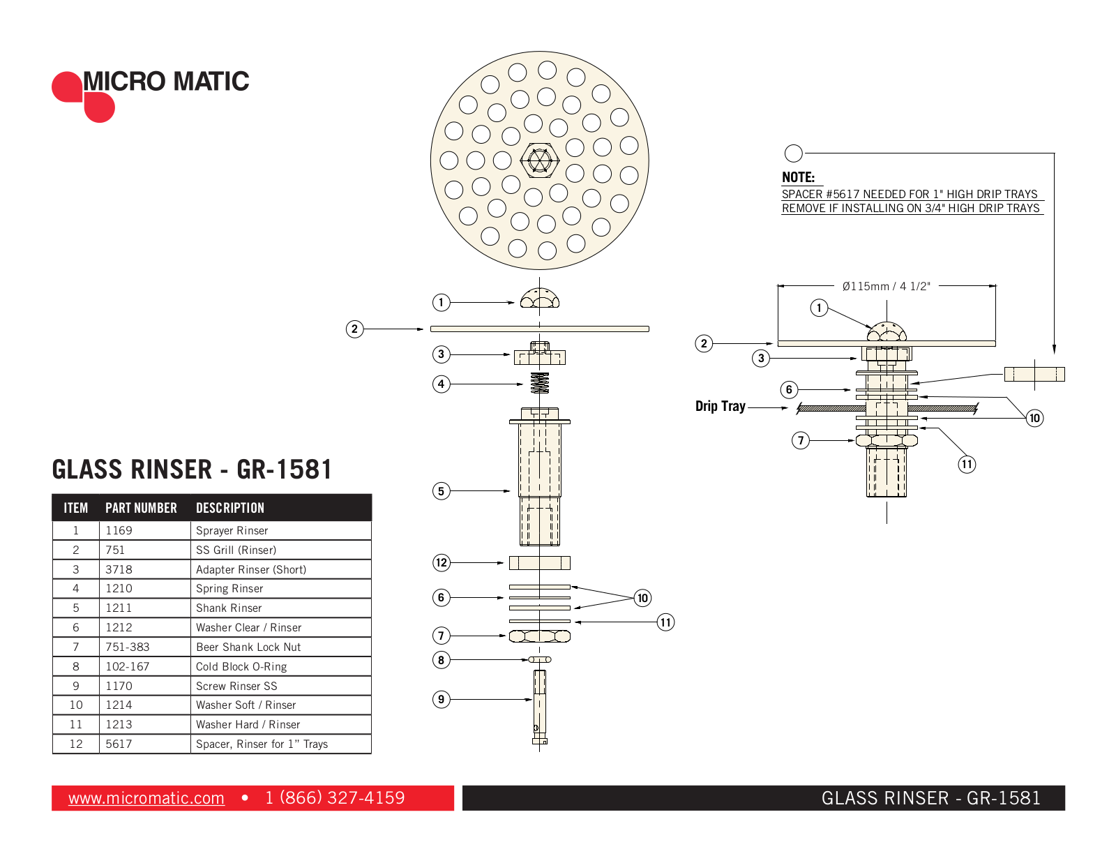 Micro Matic GR-1581 Parts List