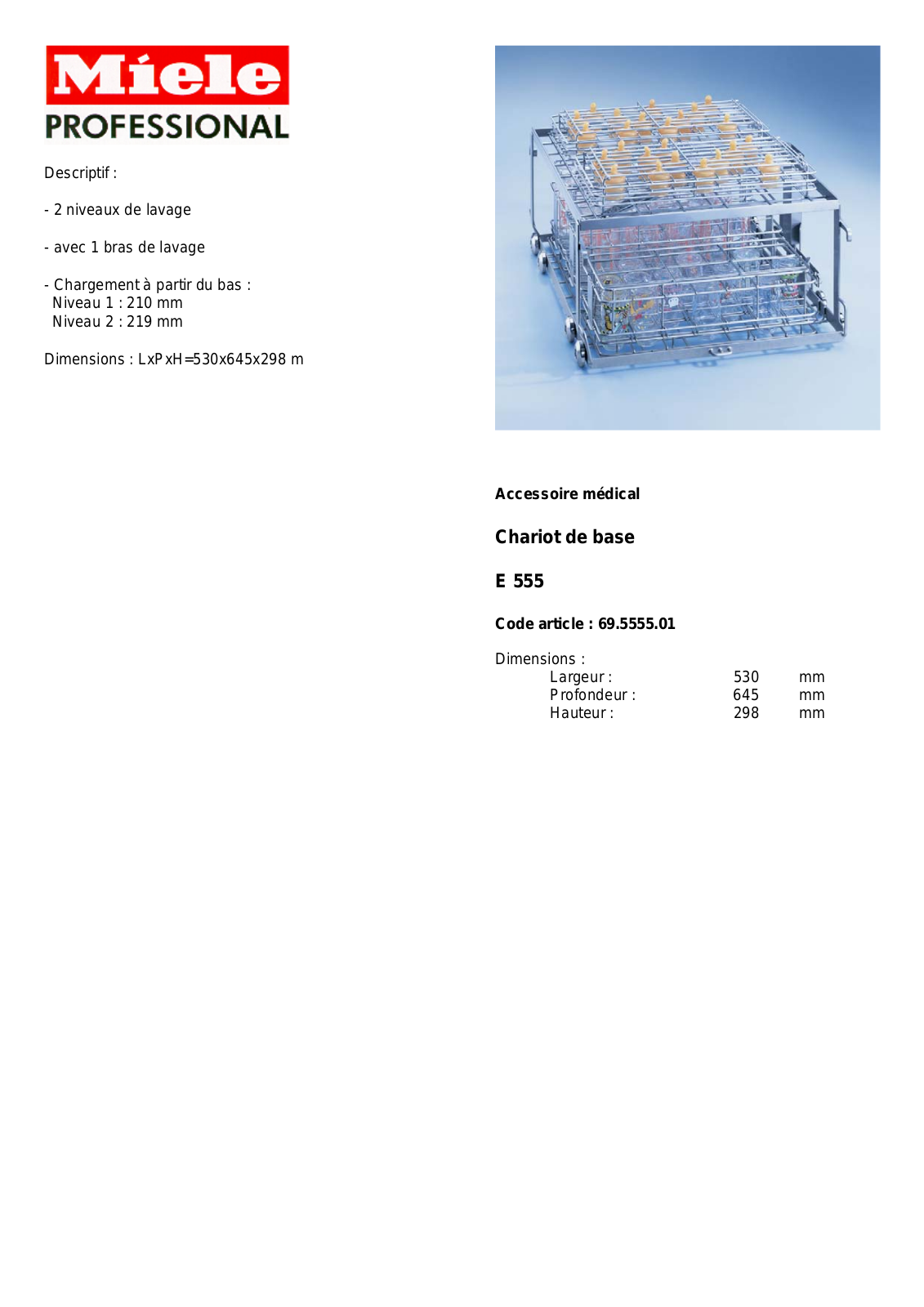 MIELE E 555 DESCRIPTIF User Manual