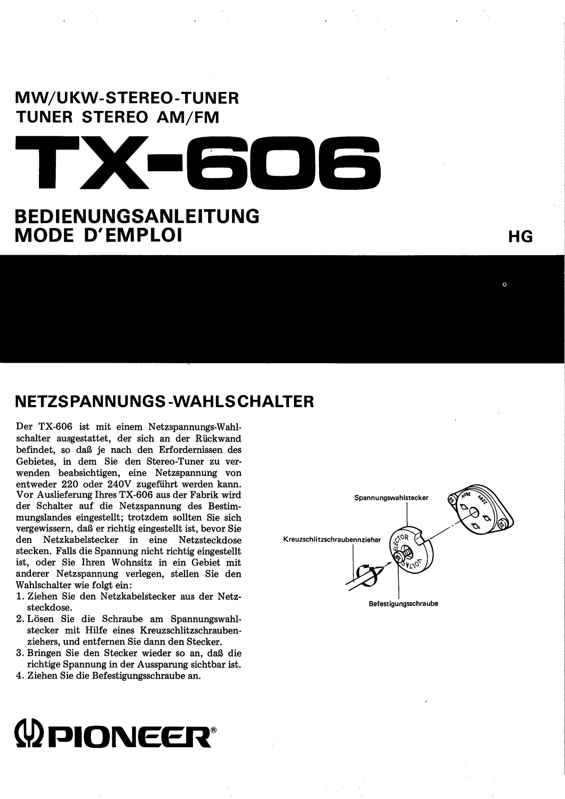 Pioneer TX-606 User Manual