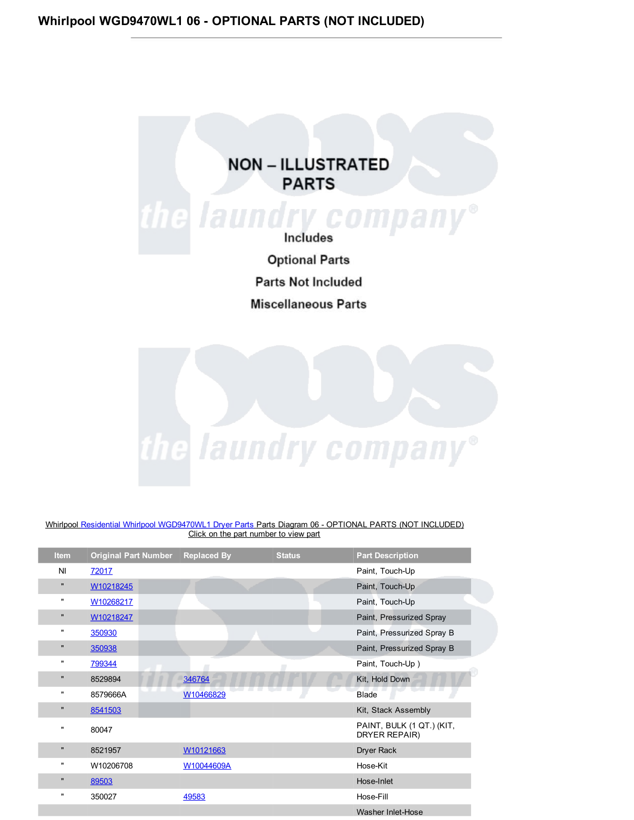 Whirlpool WGD9470WL1 Parts Diagram