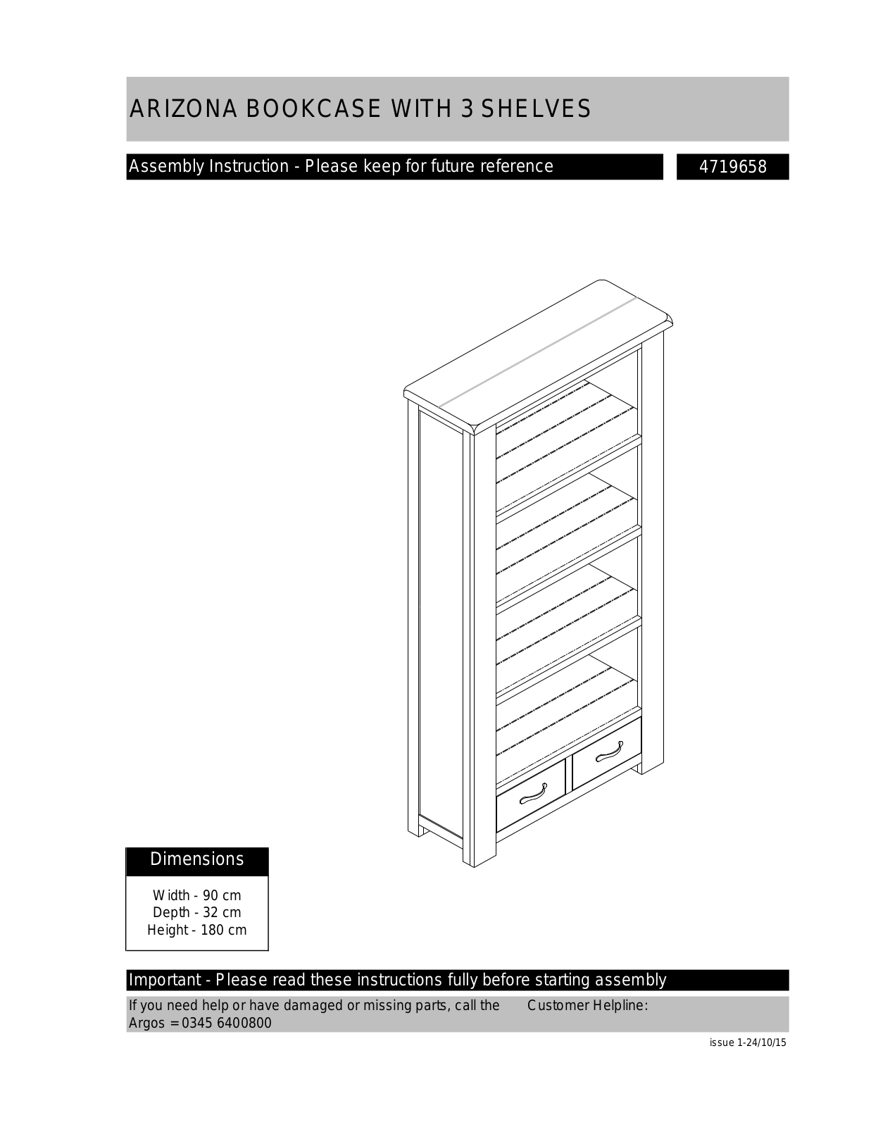 Argos 4719658 ASSEMBLY INSTRUCTIONS