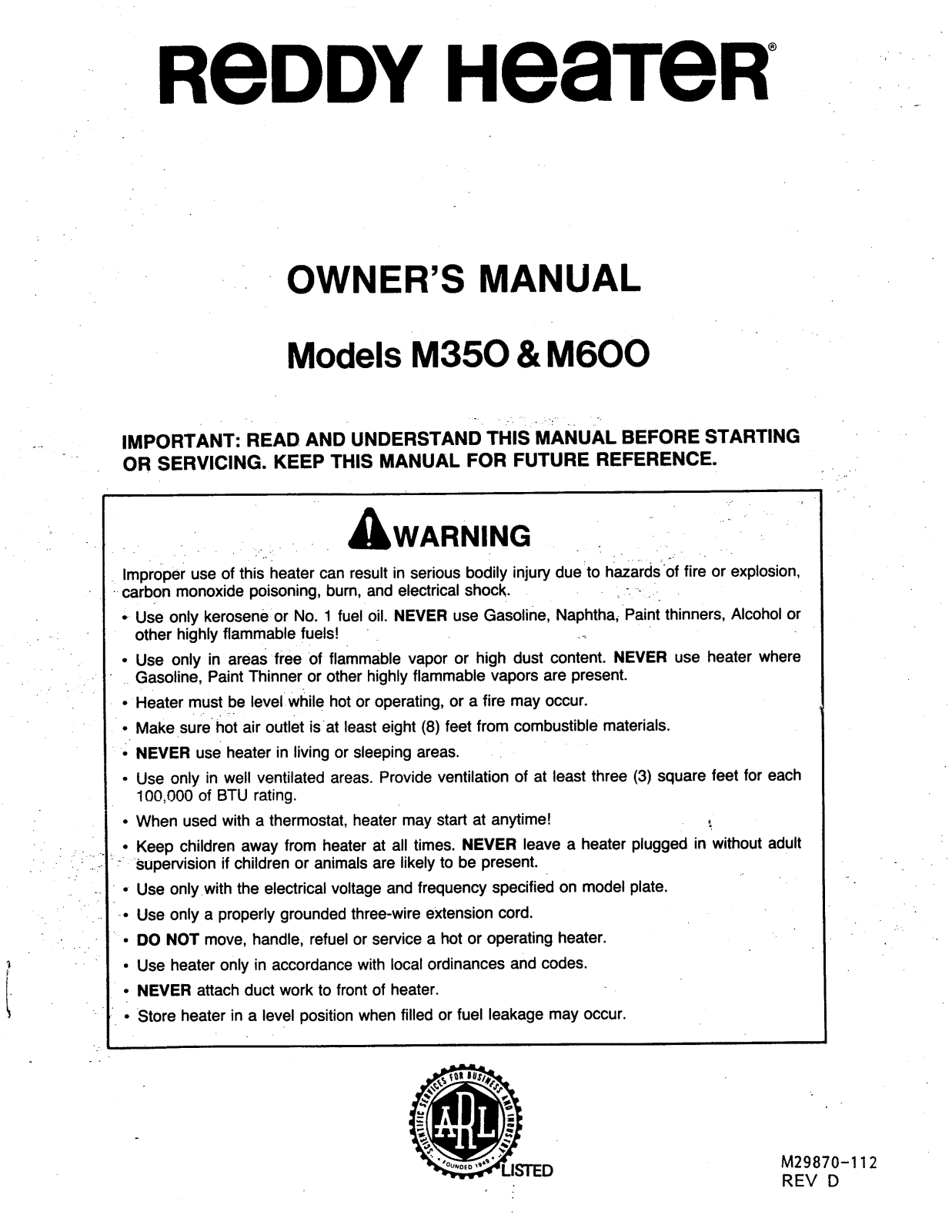 Desa Tech M350, M600, MAV210 Owner's Manual