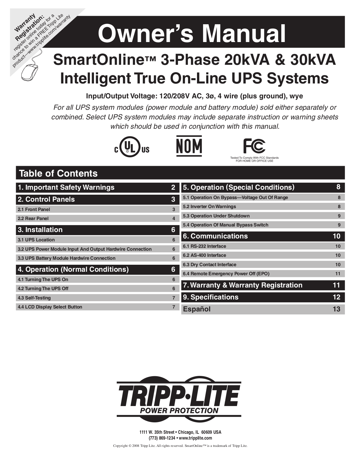 Tripp Lite 30kVA User Manual