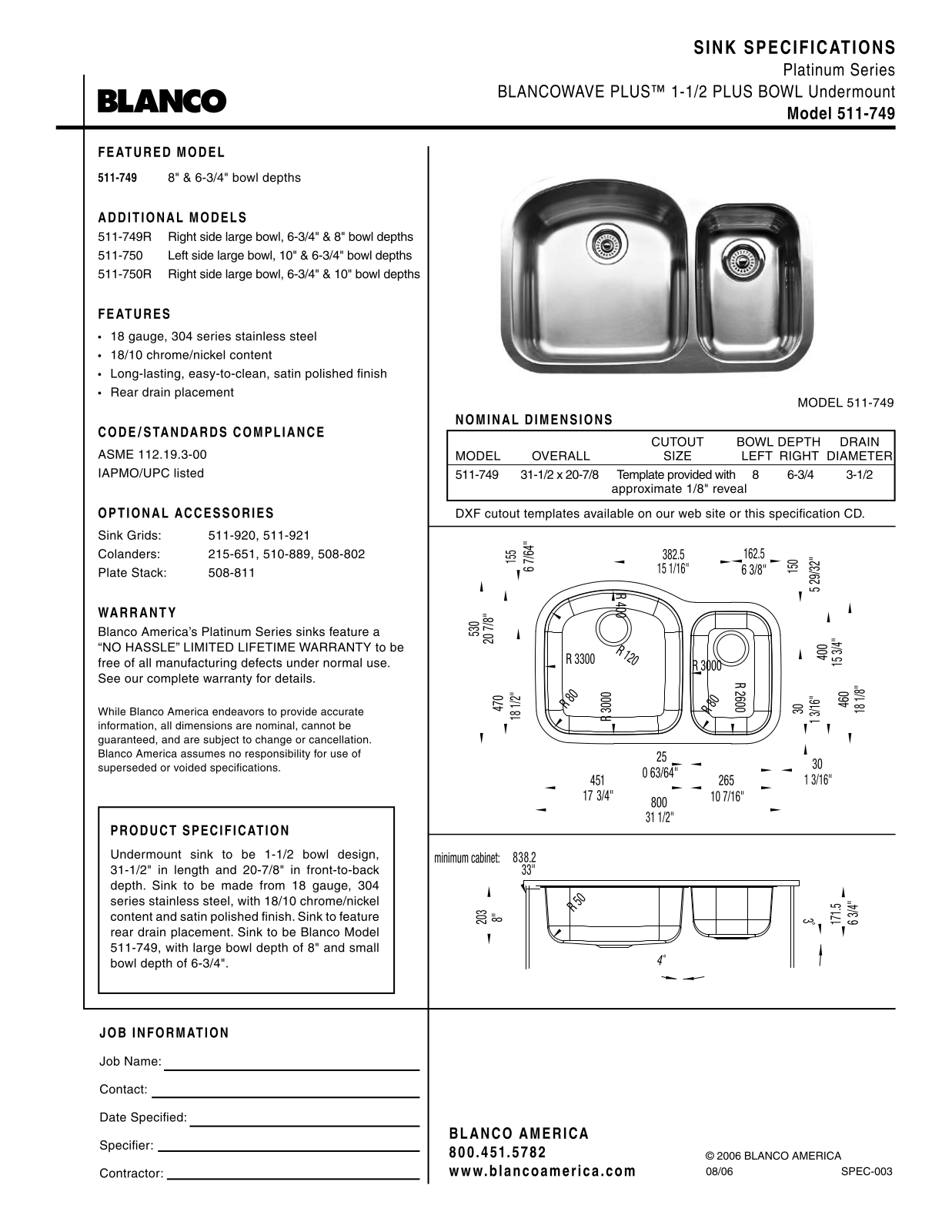 Blanco 511-749 User Manual