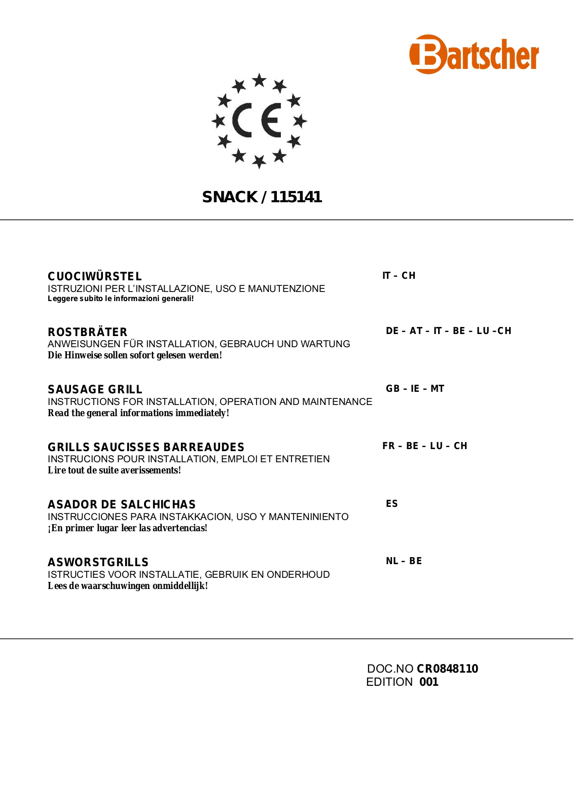 Bartscher 115141 User Manual