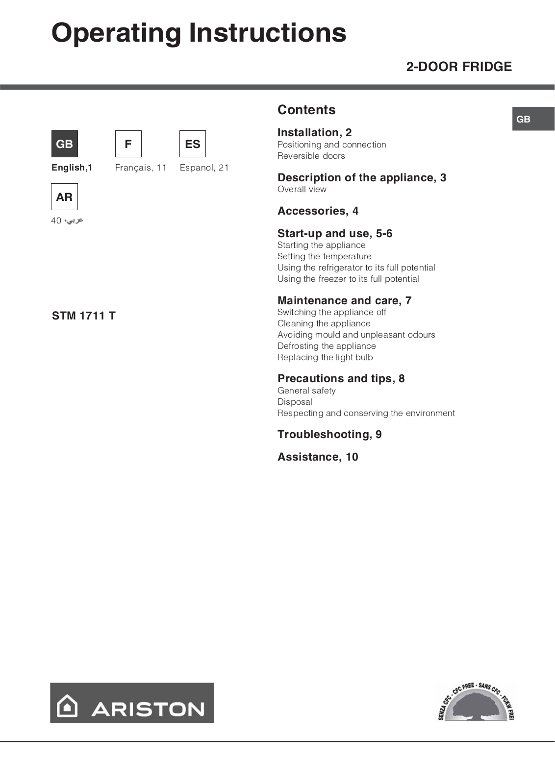 HOTPOINT STM1711 User Manual