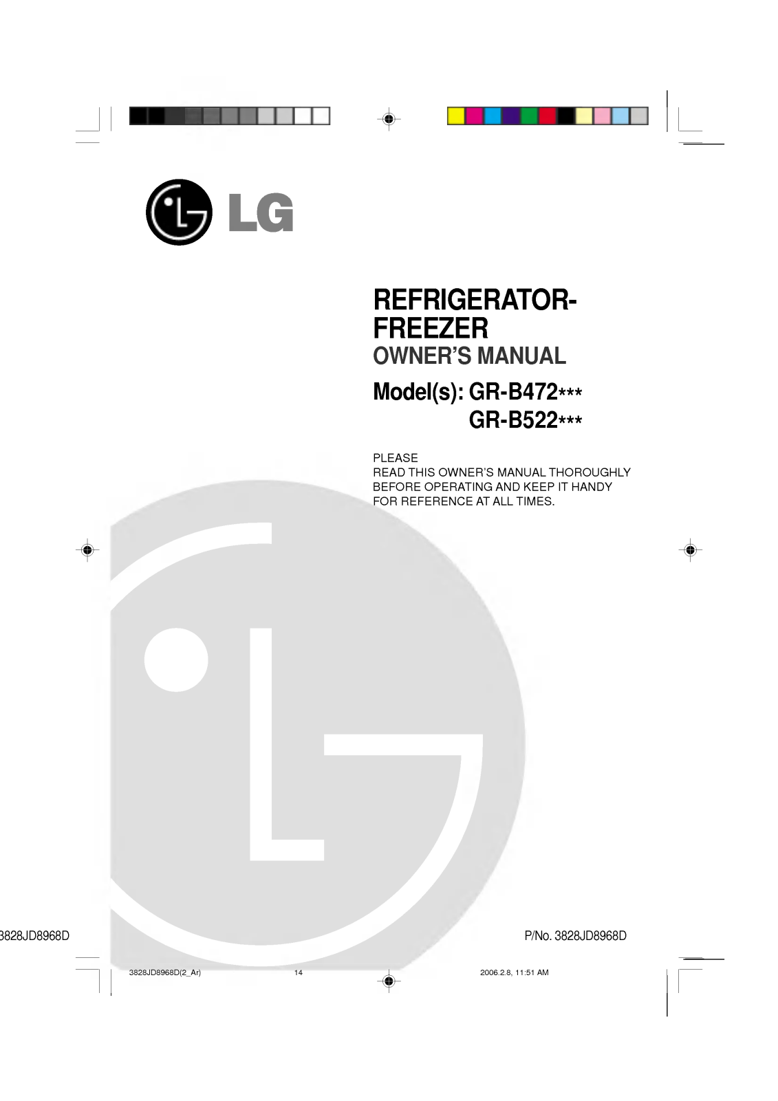 LG GR-B522Q Owner’s Manual