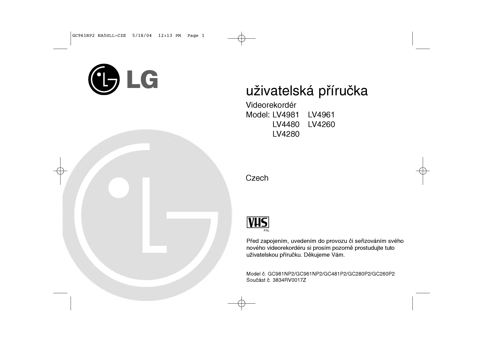 Lg LV-4981, LV-4480, LV-4280, LV-4260 user Manual