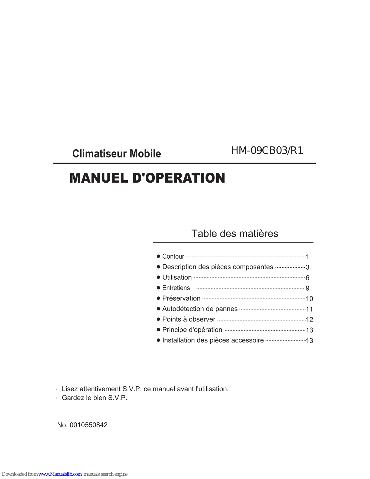 Haier HM-09CB03 Operation Manual