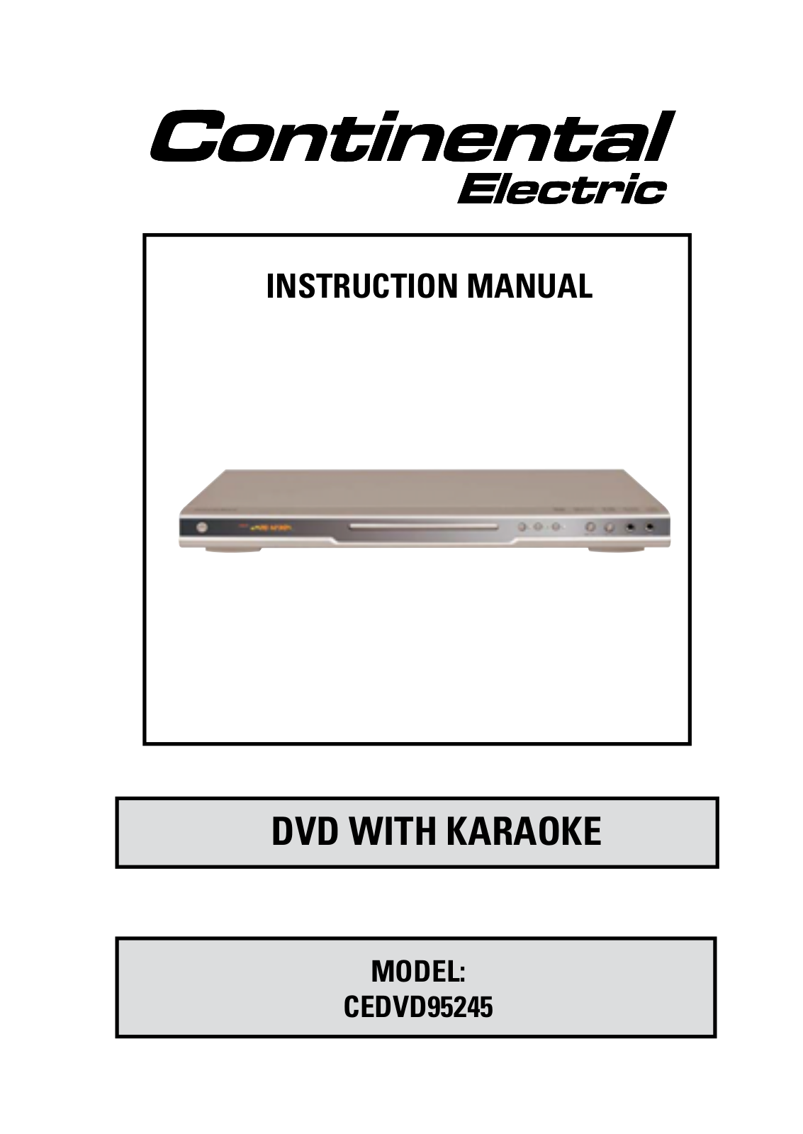 Continental Electric CEDVD95245 User Manual