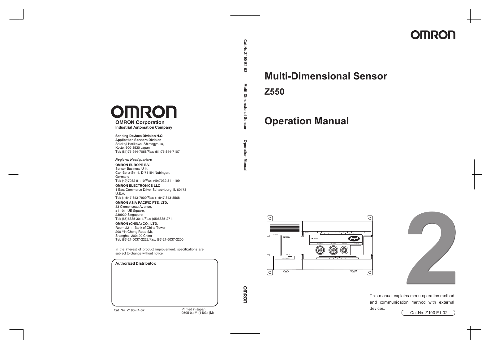 Omron Z550 Operation Manual