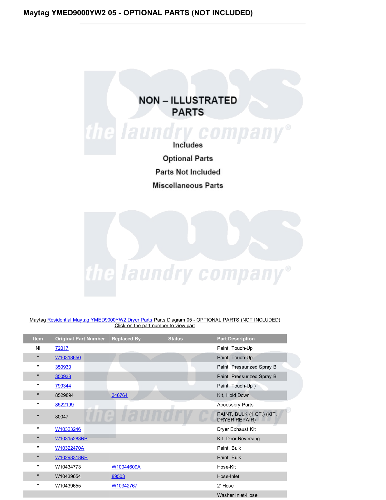 Maytag YMED9000YW2 Parts Diagram