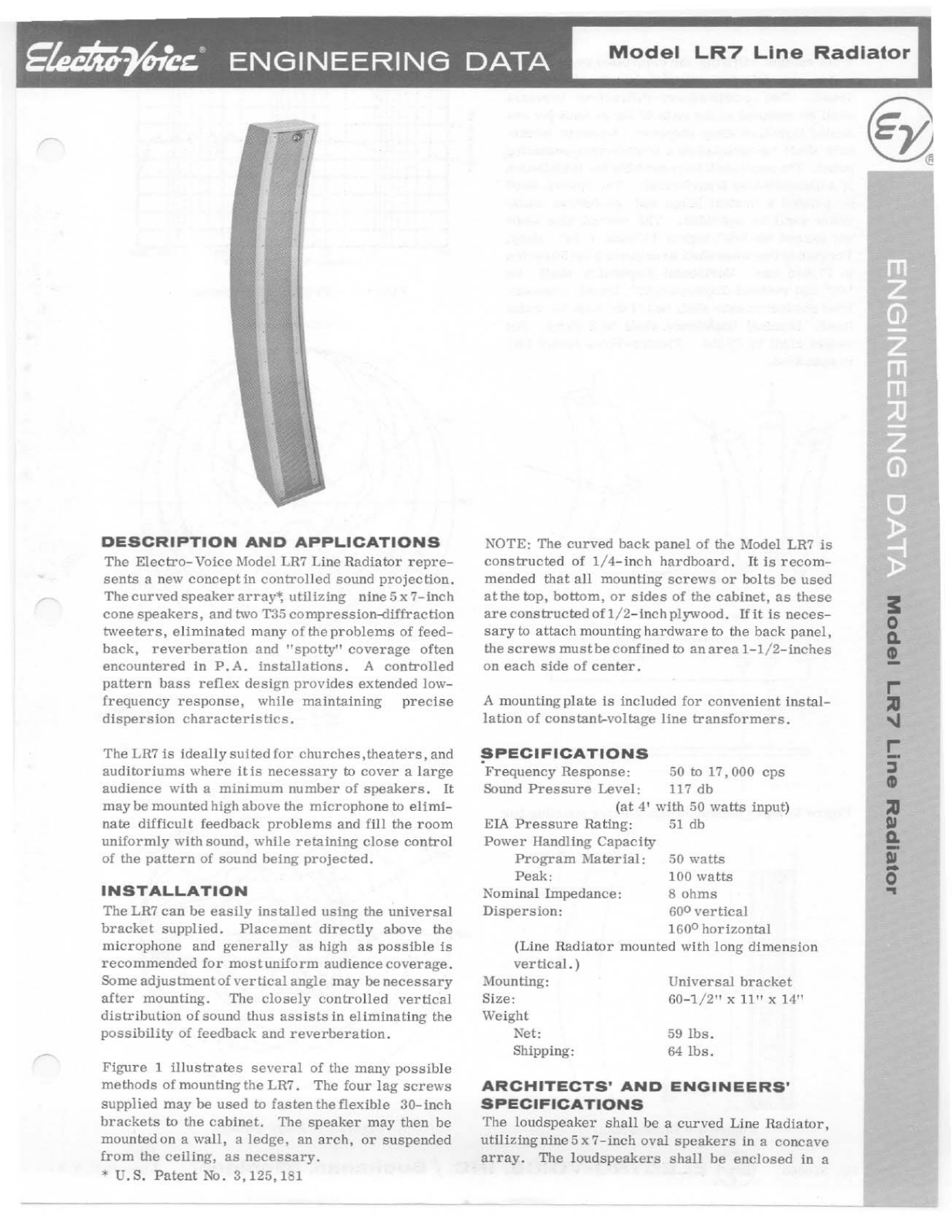 Electro-voice LR7 DATASHEET