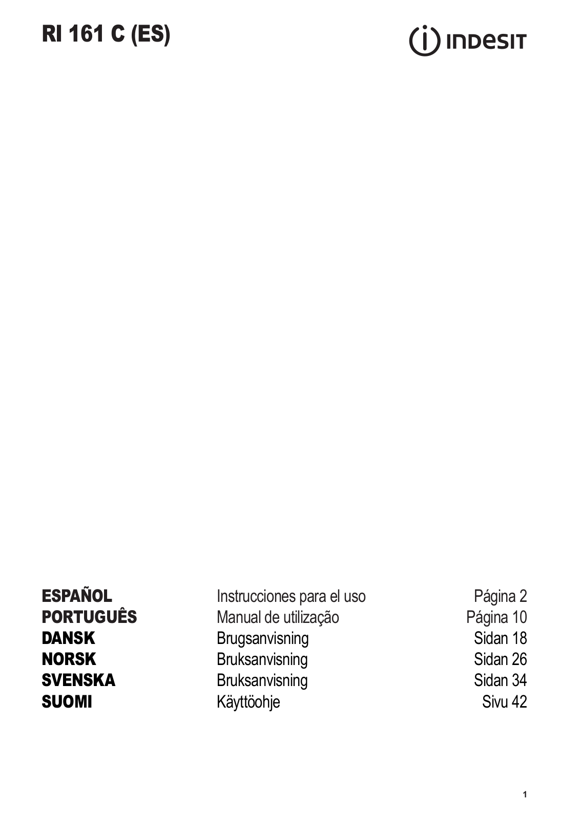 INDESIT RI 161 C (ES) User Manual