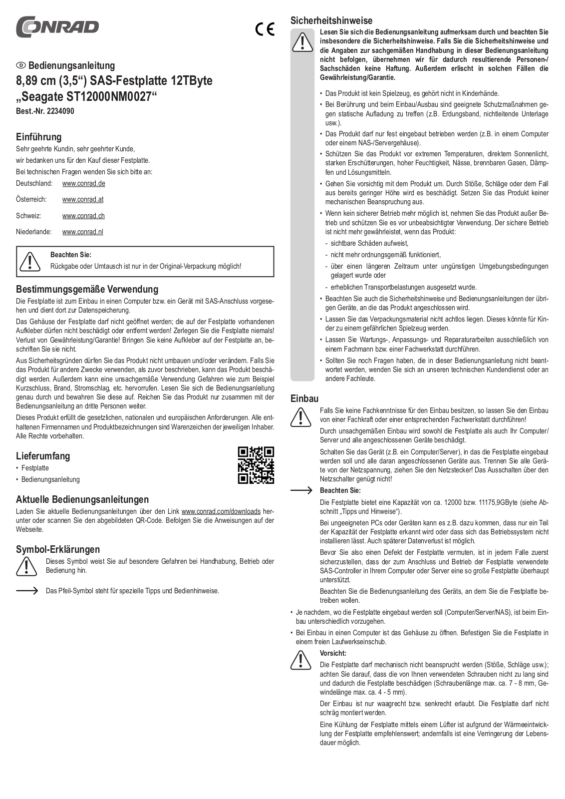 Seagate ST12000NM0027 OPERATION MANUAL