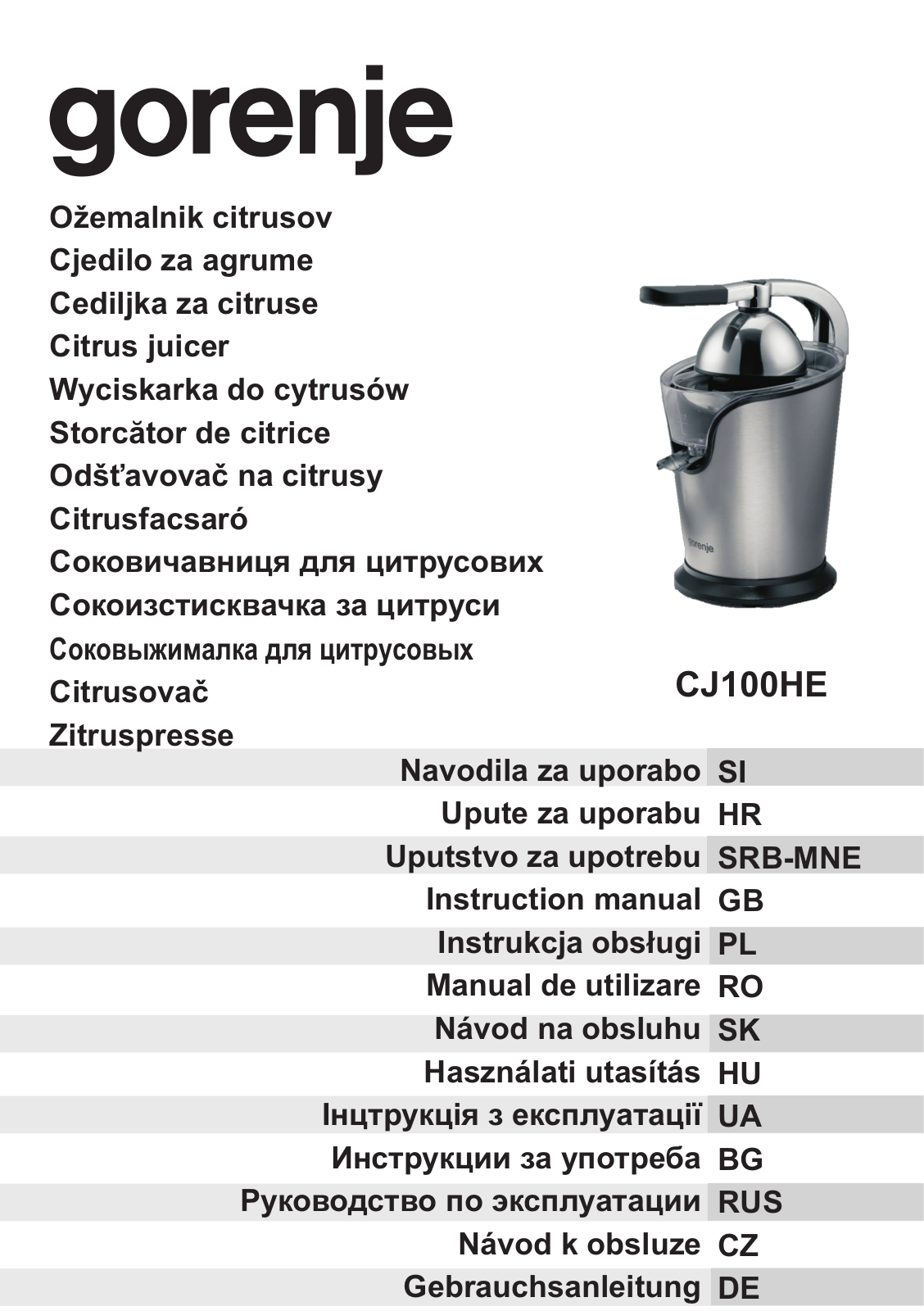 Gorenje CJ100HE User Manual