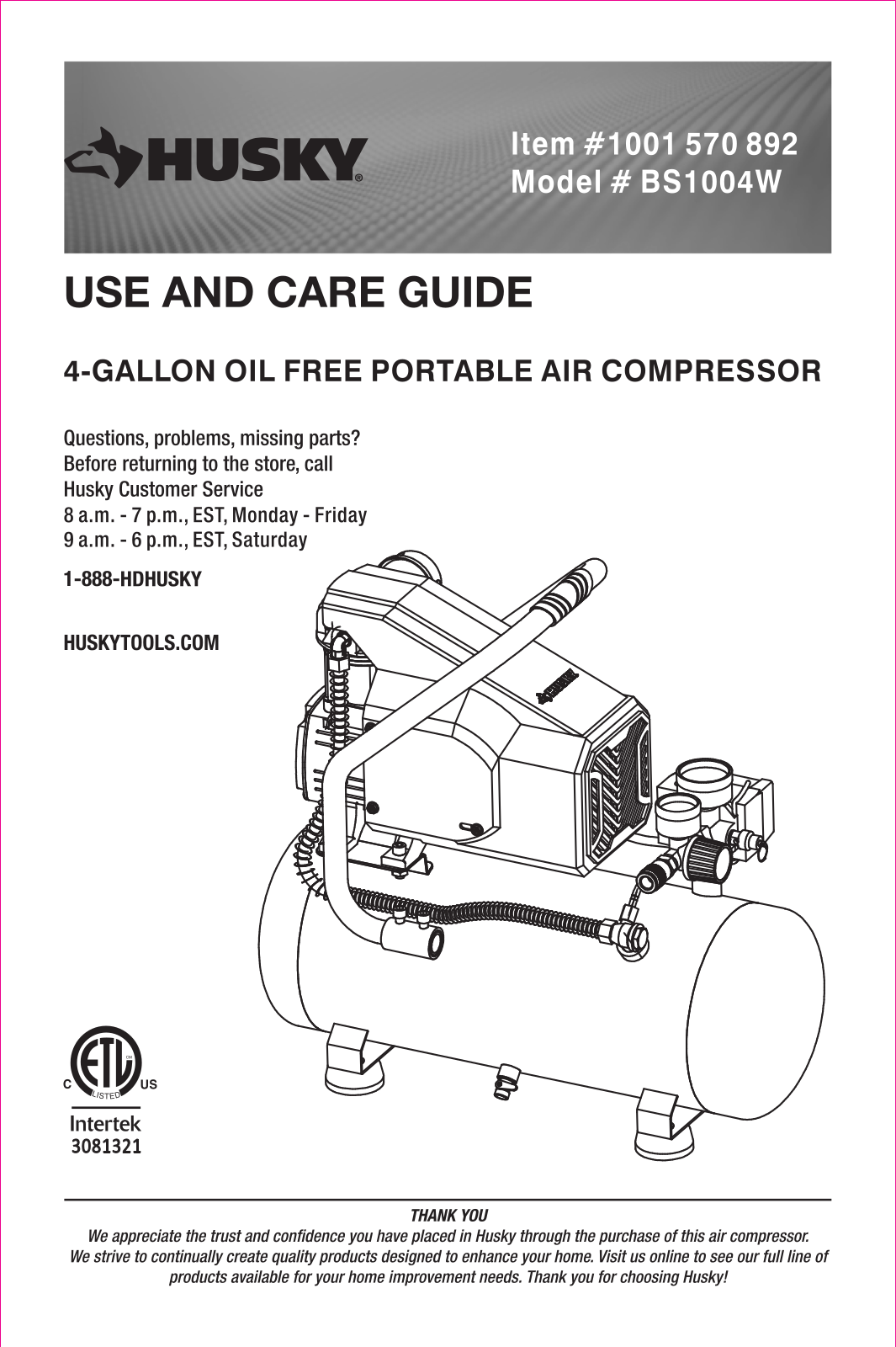 Husky BS1004W User Manual