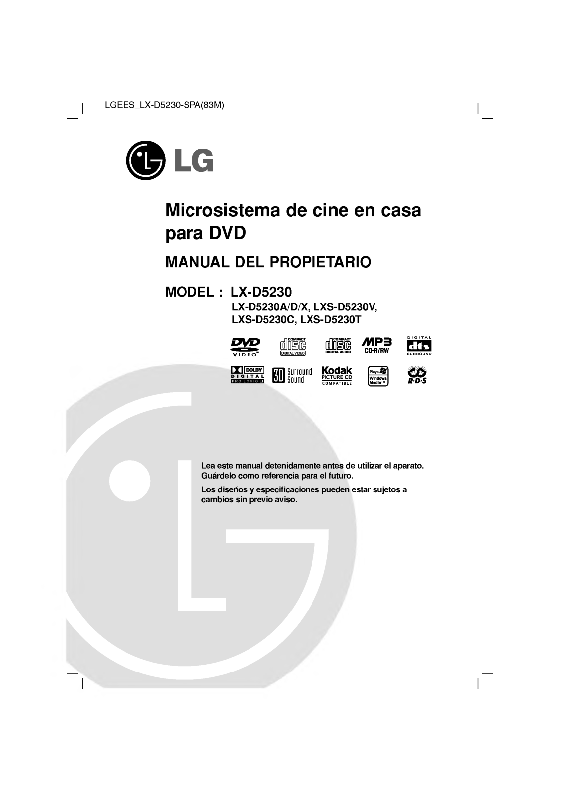 Lg LX-D5230D User Manual