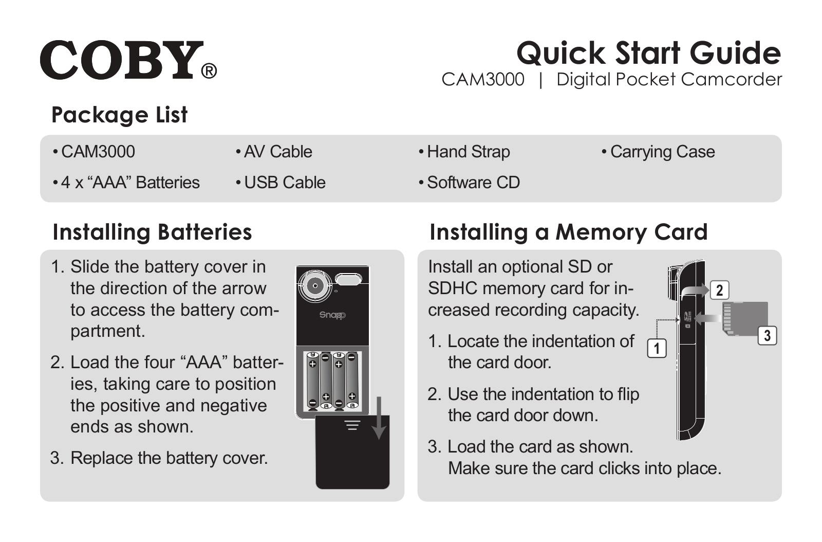 COBY CAM3000 User Manual