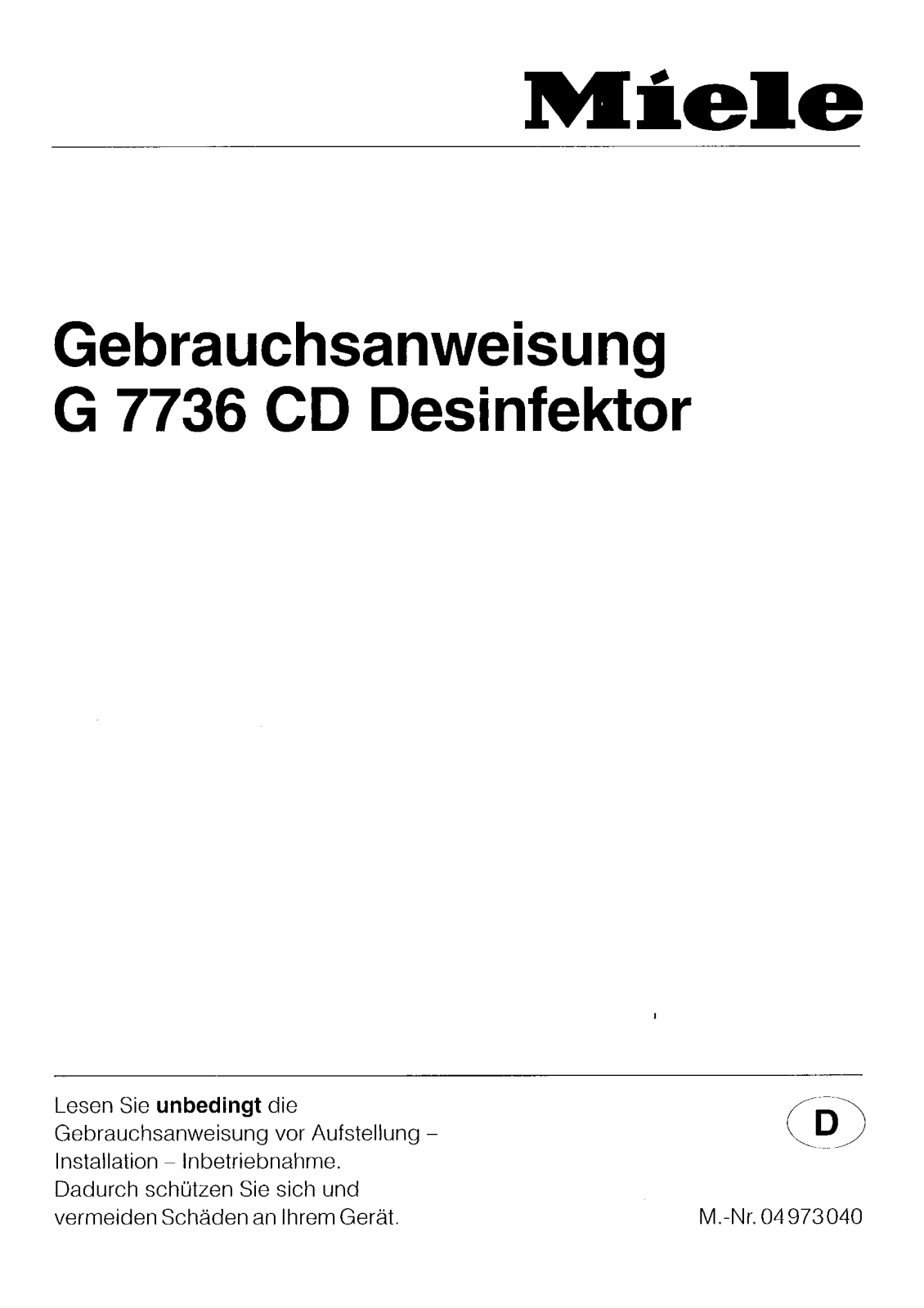 Miele G 7736 CD User manual