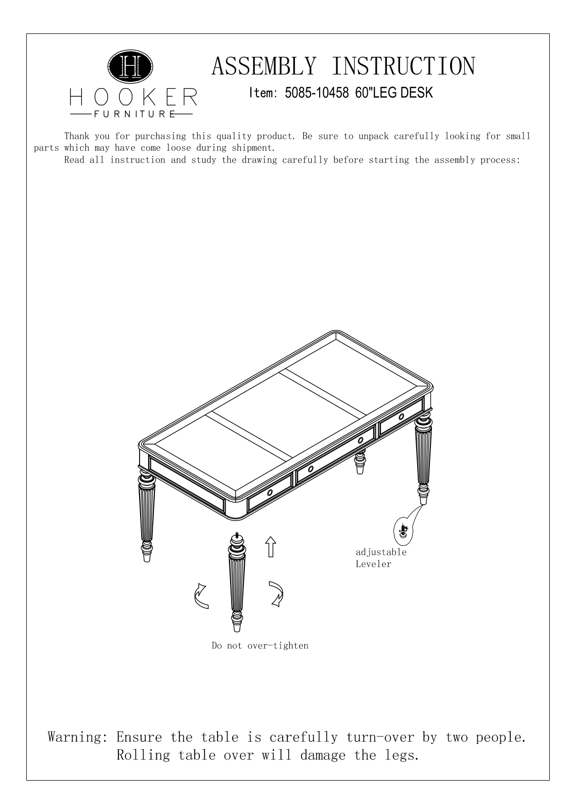 Hooker 5085-10458 Assembly Instructions