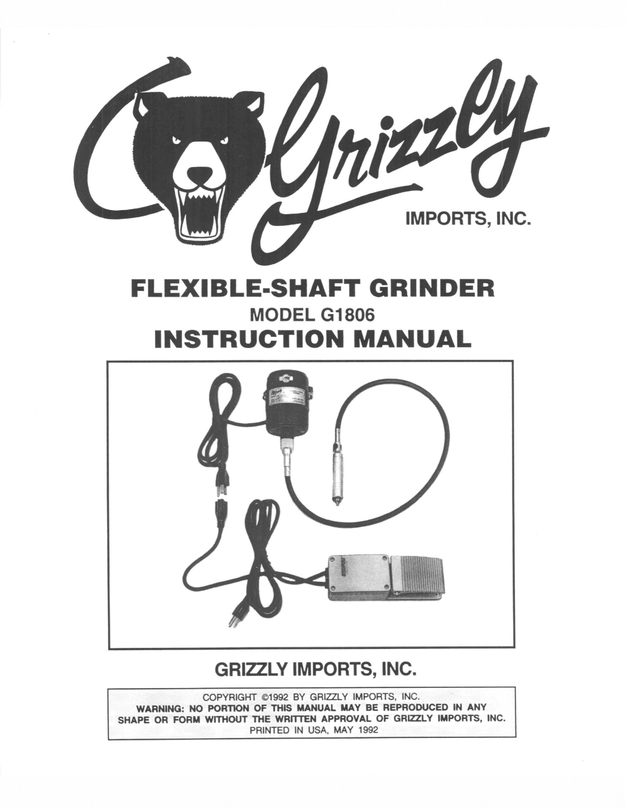 Grizzly G1806 User Manual