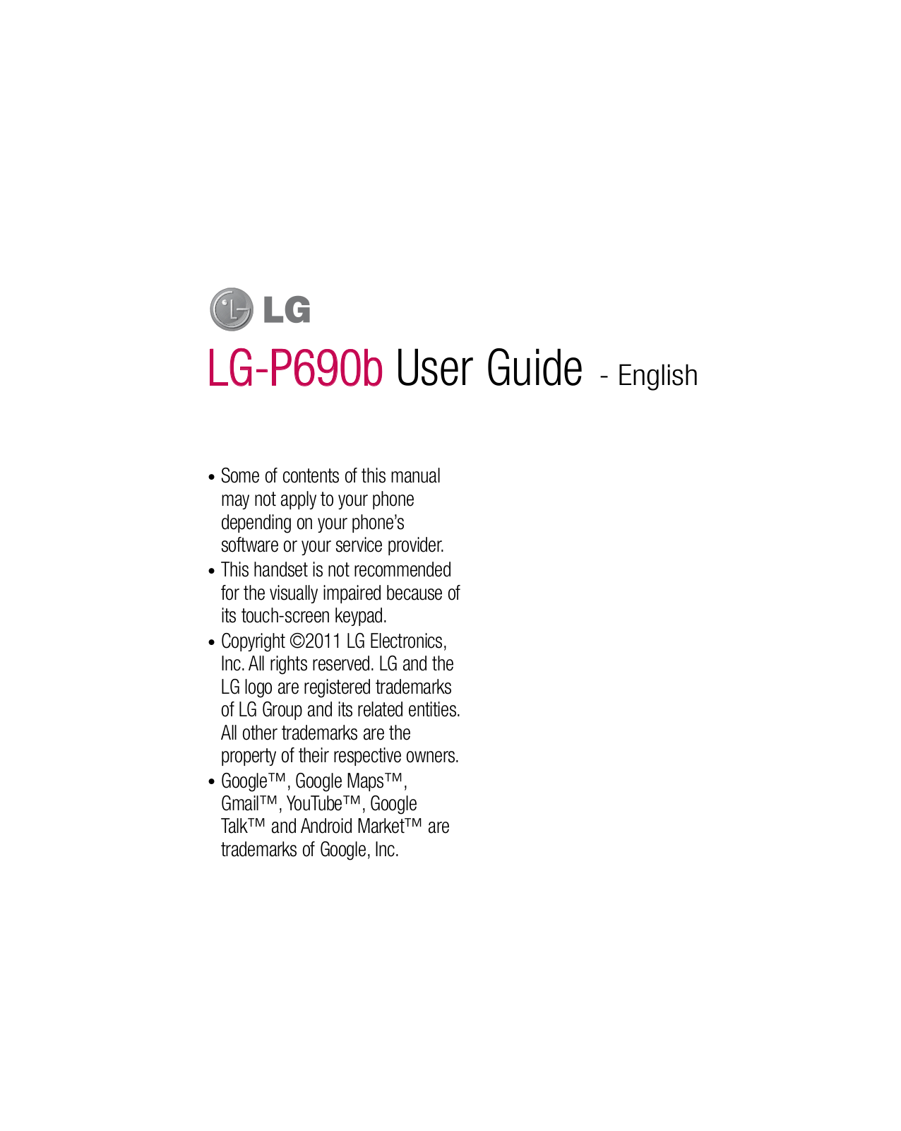 LG P690B Users manual