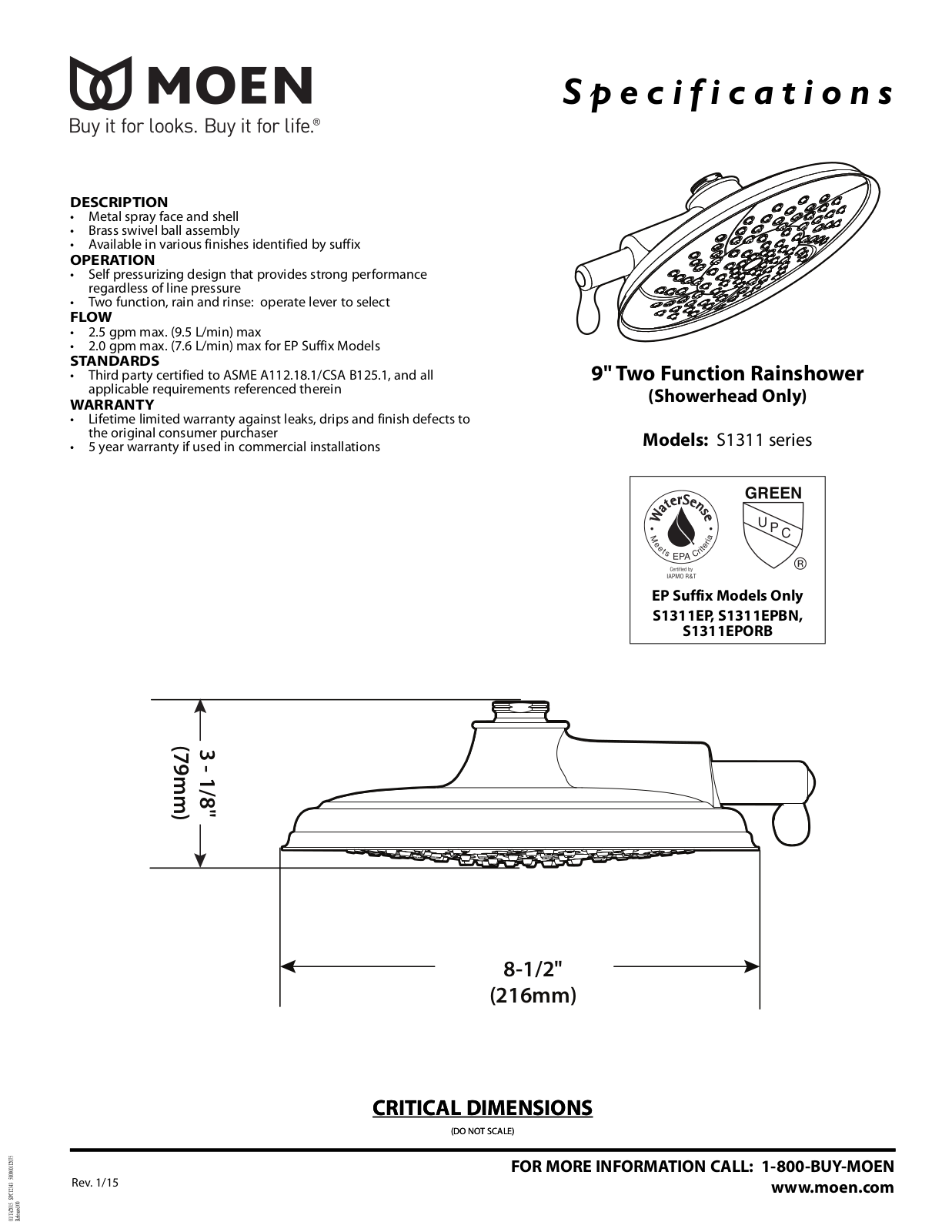 Moen MOE4761 Specifications - ManualMachine.com