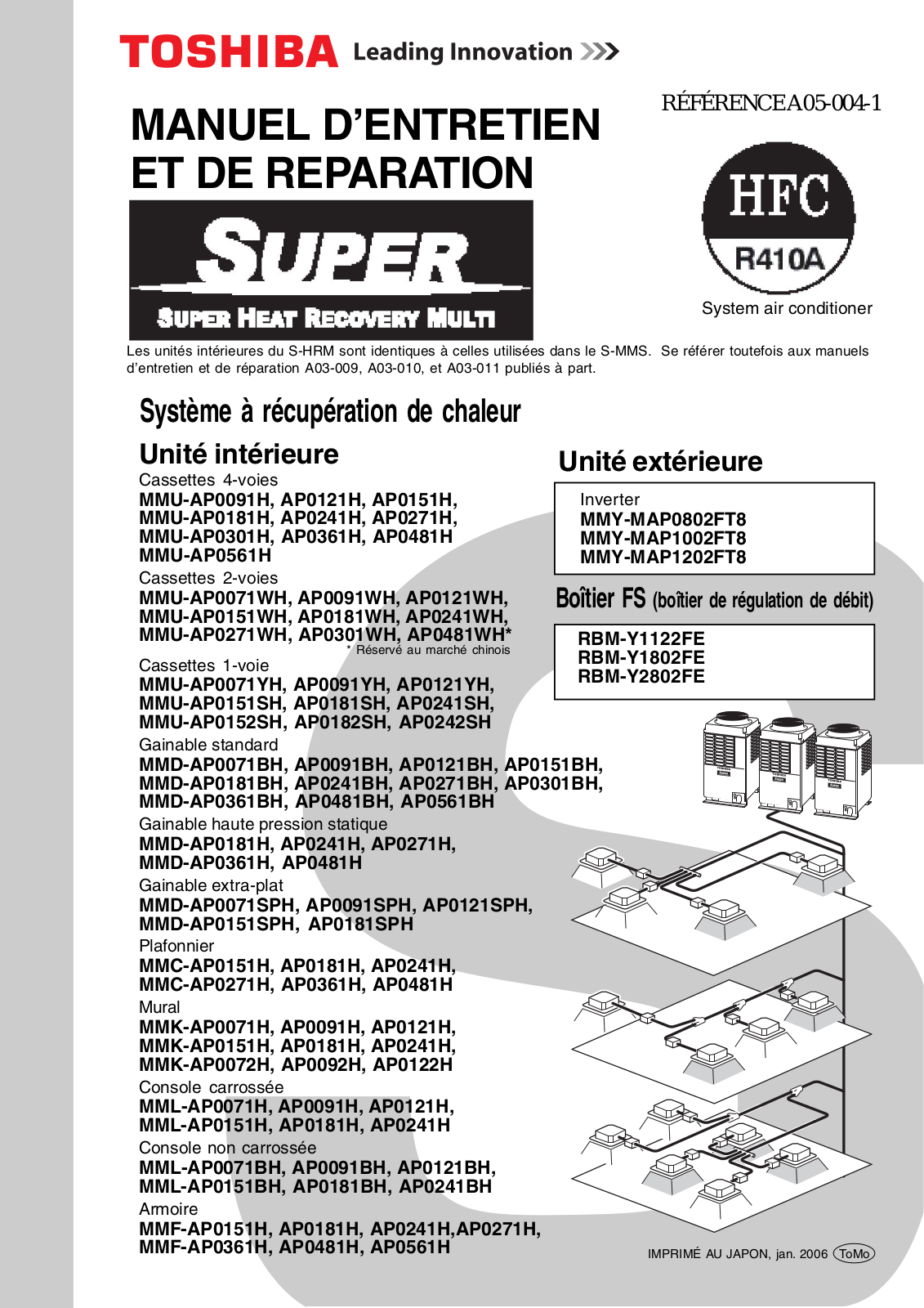 Toshiba MMY-MAP1202FT8, MMY-MAP0802FT8, MMY-MAP1002FT8 SERVICE MANUAL