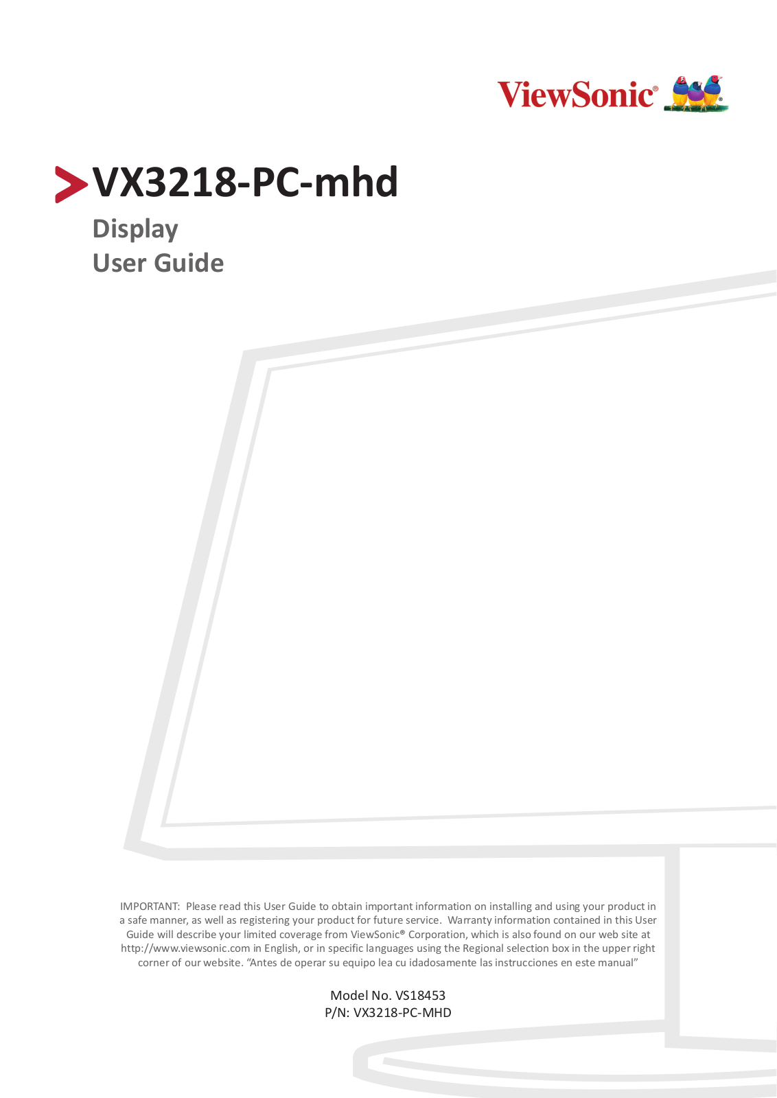 ViewSonic VX3218-PC-mhd, VS18453 User Manual