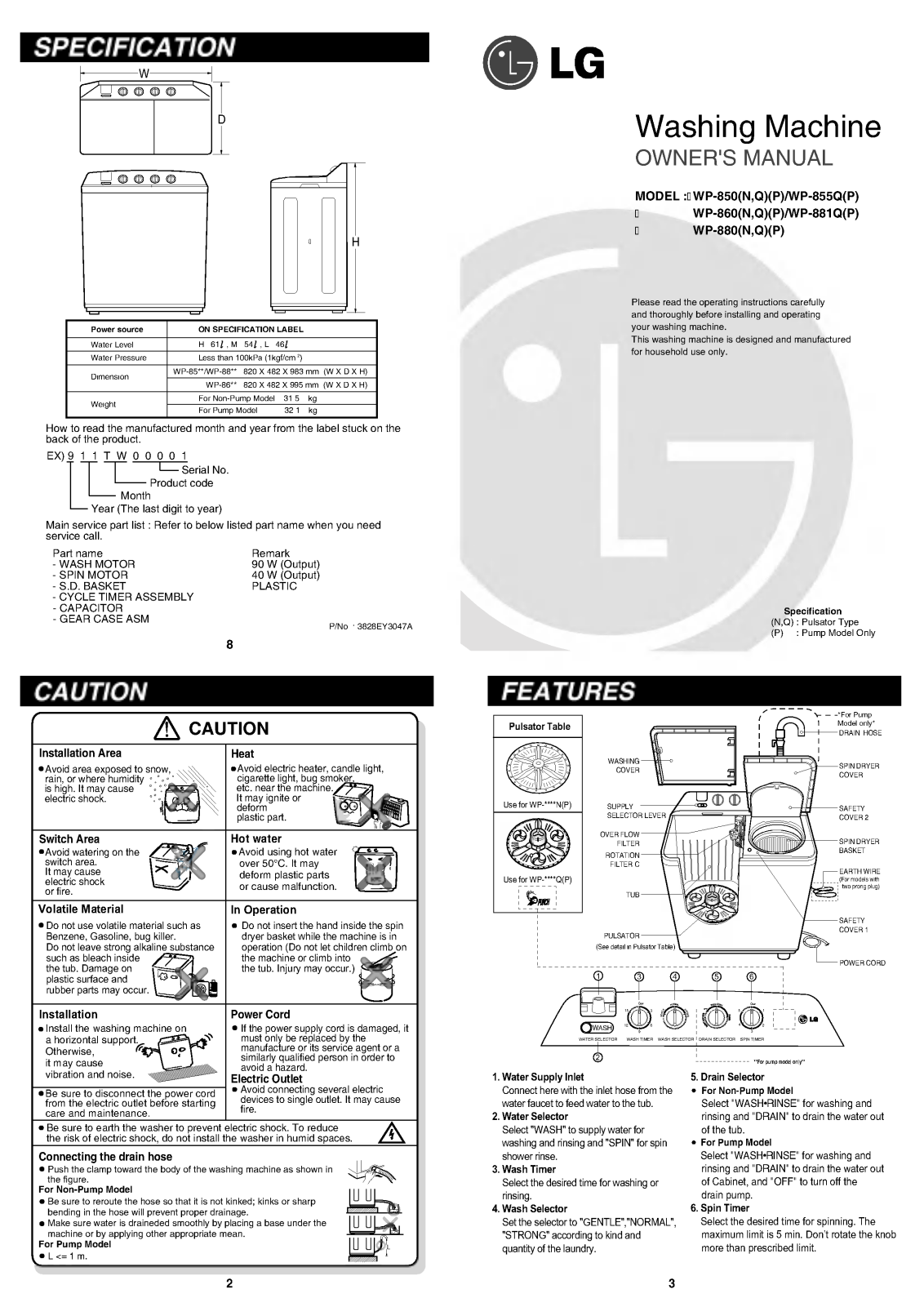 LG WP-850RP Owner's Manual