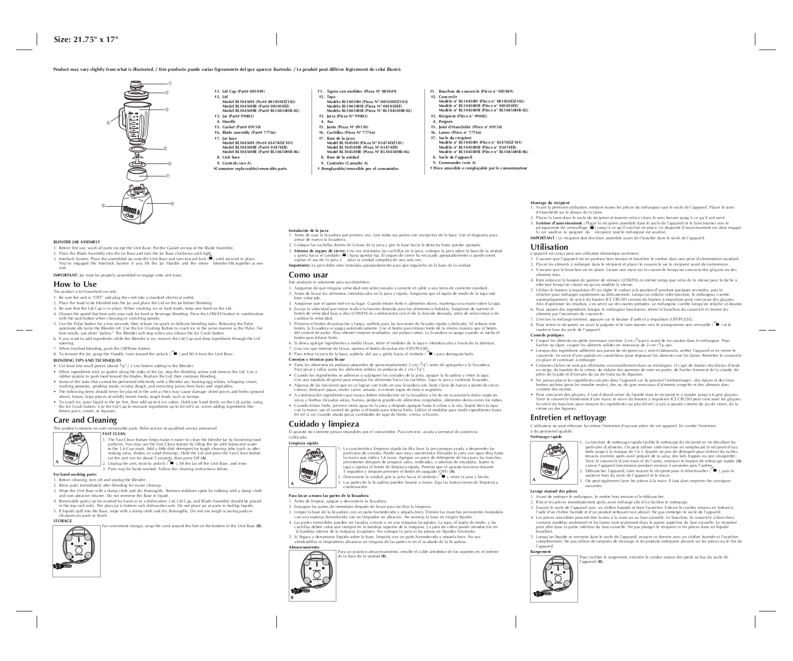 Black & Decker BL10450HB, BL10450HR, BL10450H User Manual