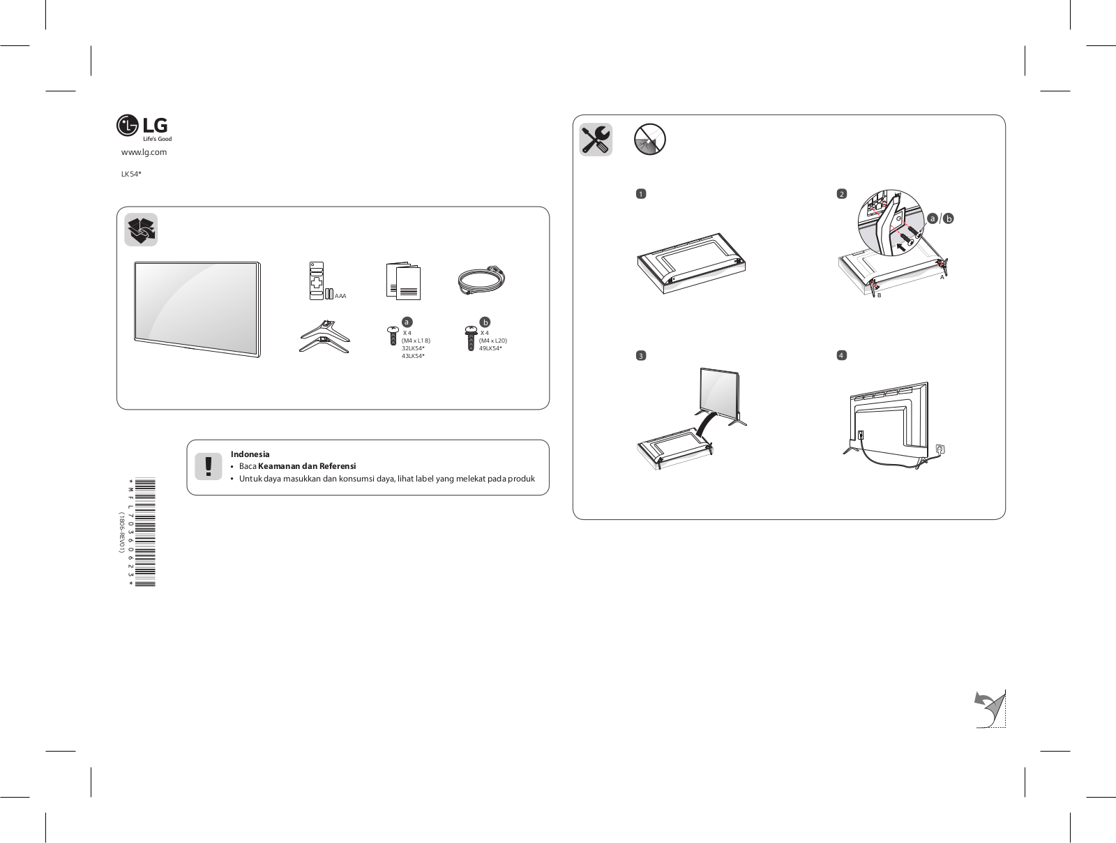 LG 43LK5400PTA, 49LK5400PTA, 32LK540BPTA Manual book