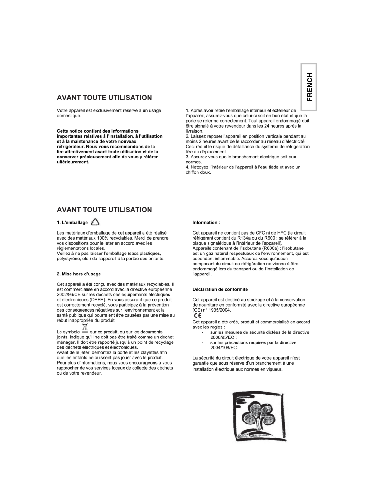 CANDY CFU2860E User Manual