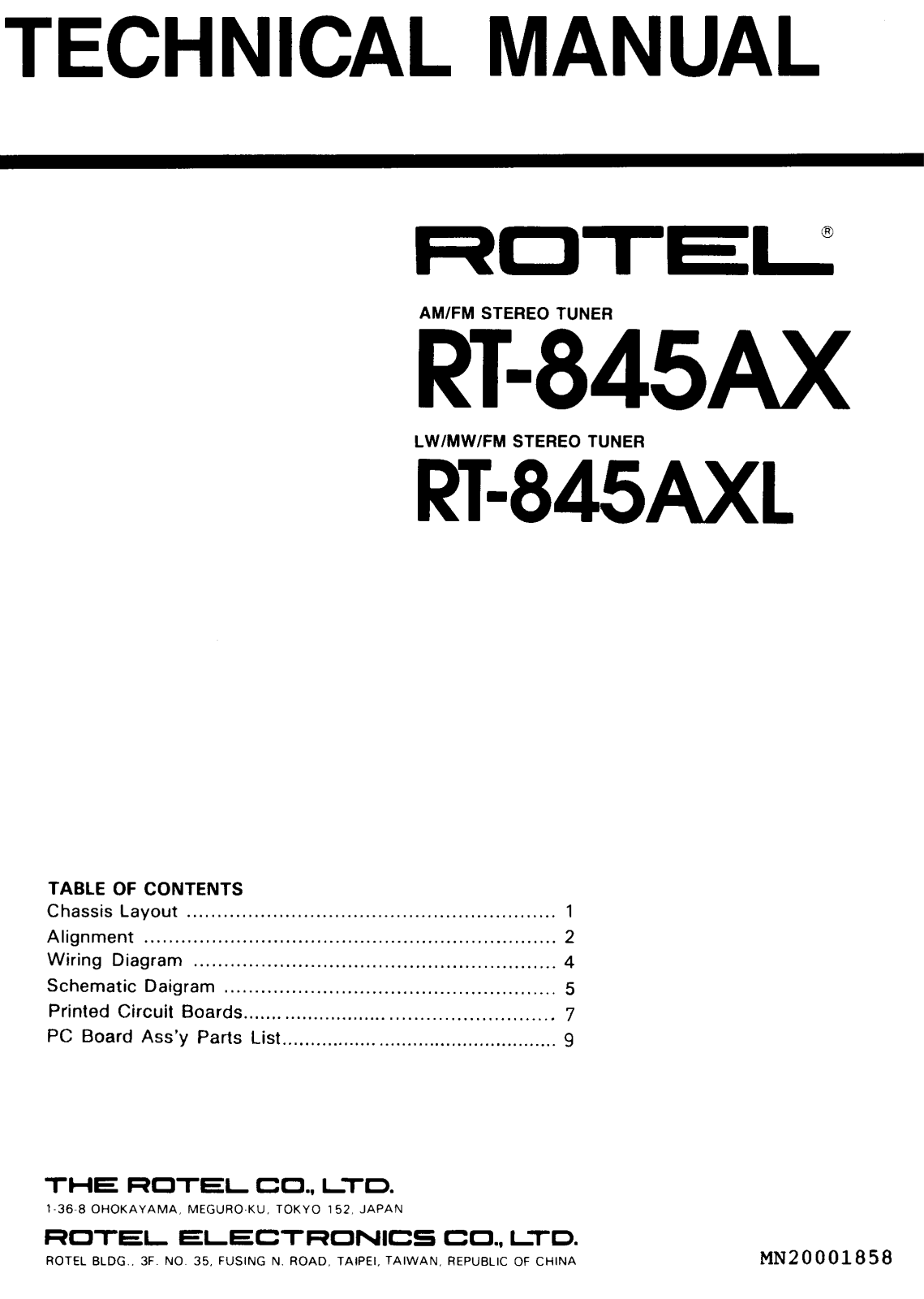 Rotel RT-845-AX, RT-845-AXL Service manual