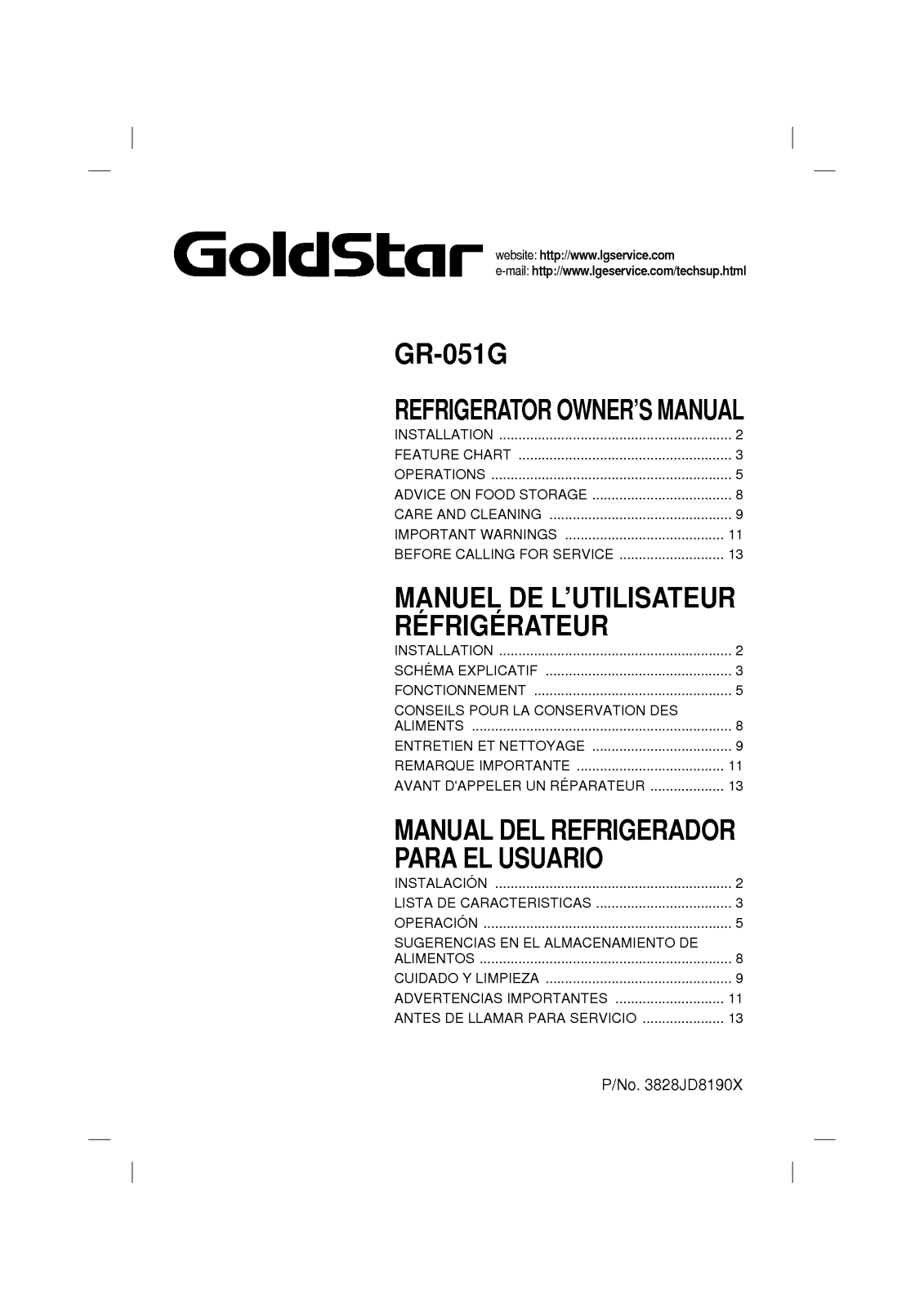 LG GR-051G User Manual