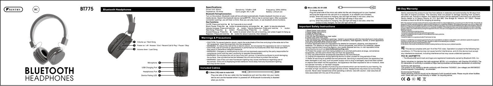 SENTRY BT775 Users Manual